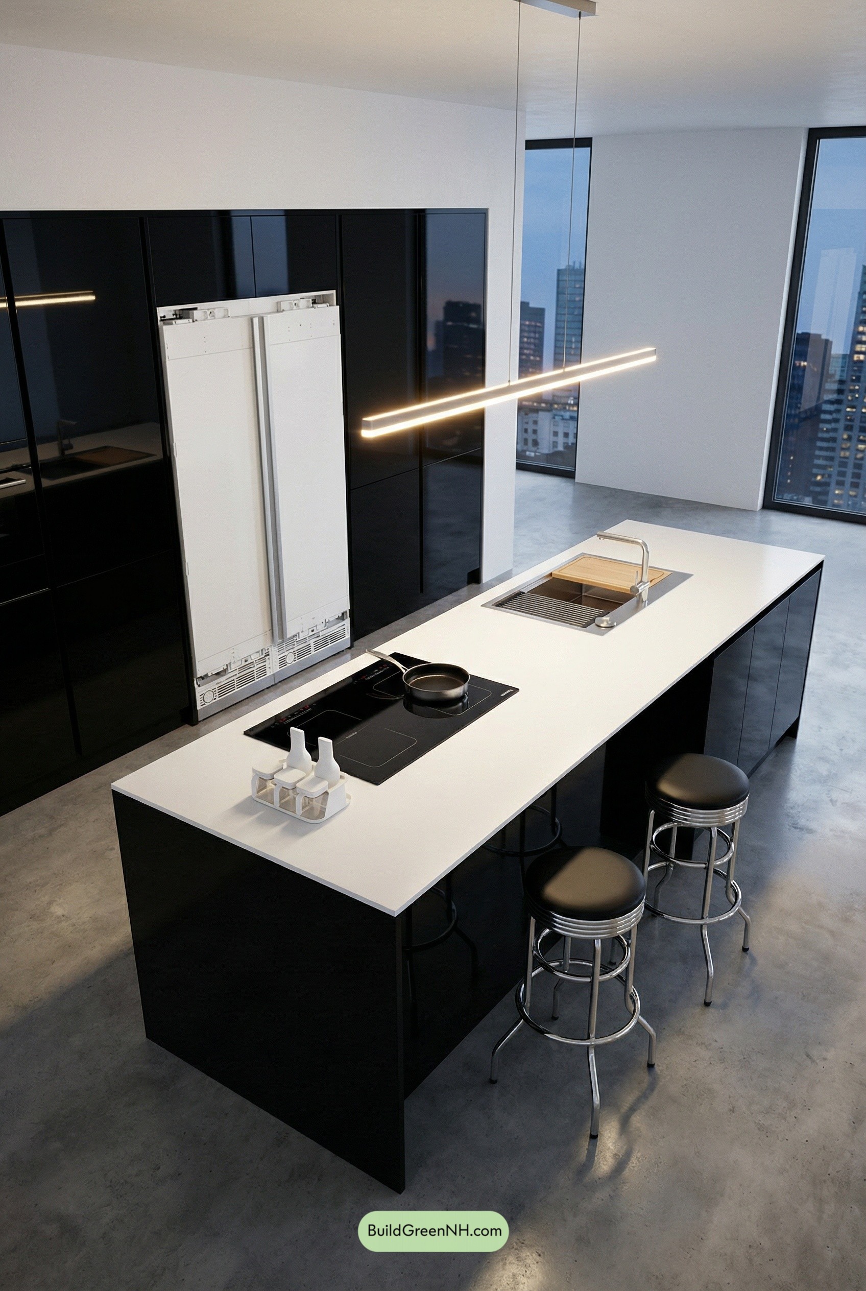 High-Contrast Luxe Kitchen, Razor Clean