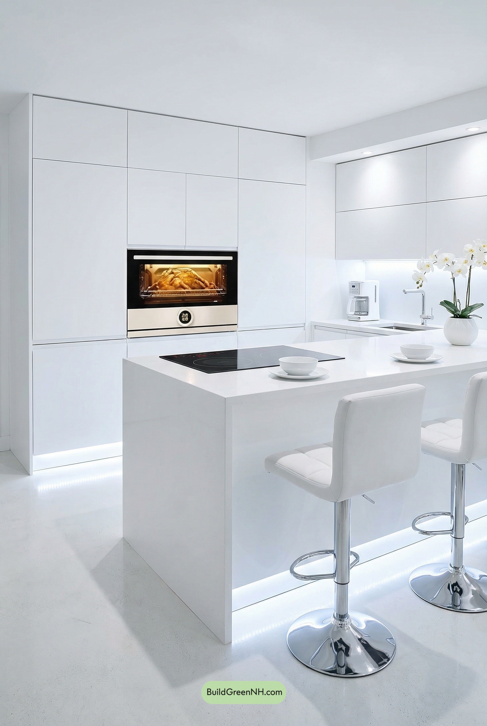 Starship-White Luxury Kitchen, Seamless and Glowing