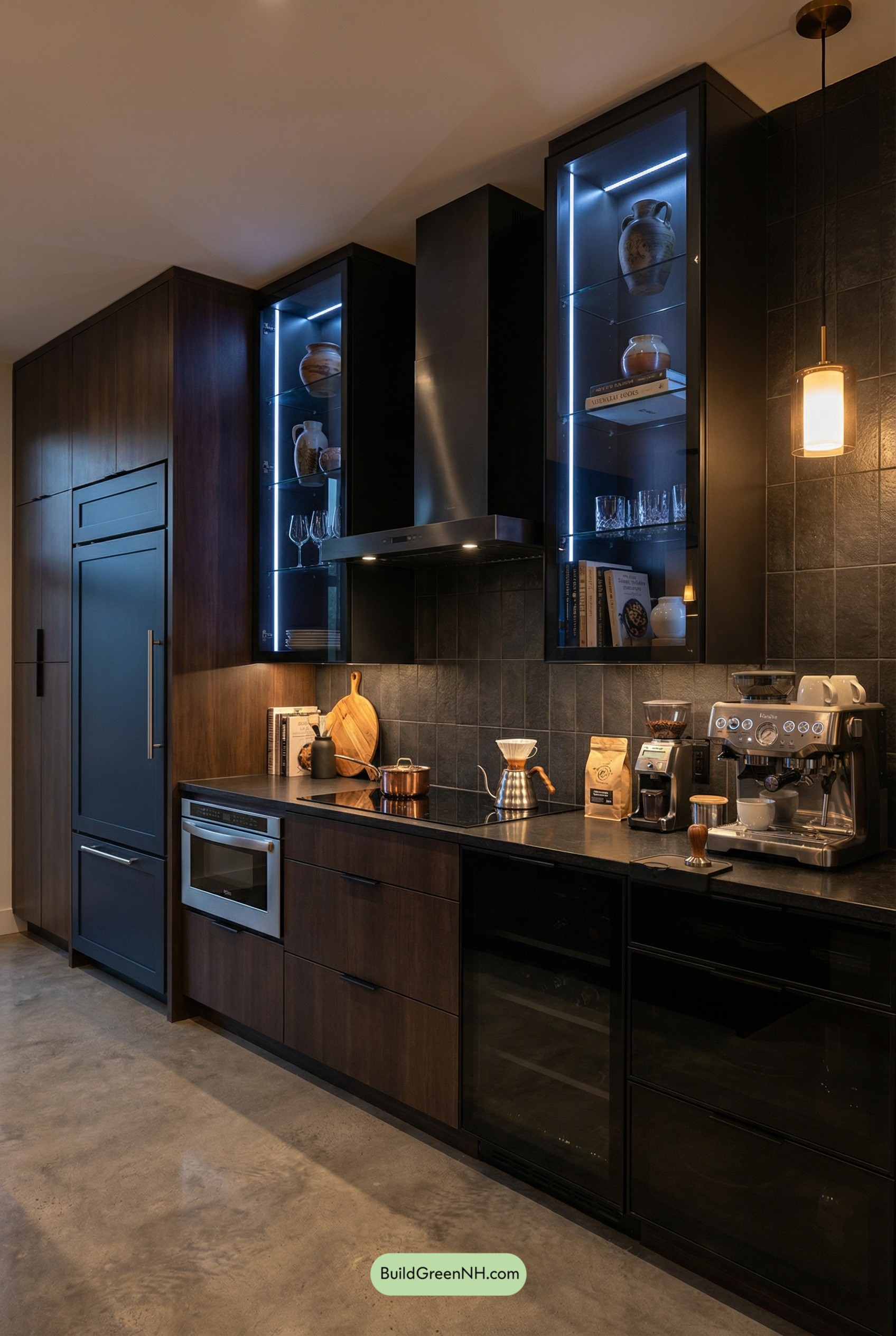 Noir Luxe Kitchen with Coffee Bar