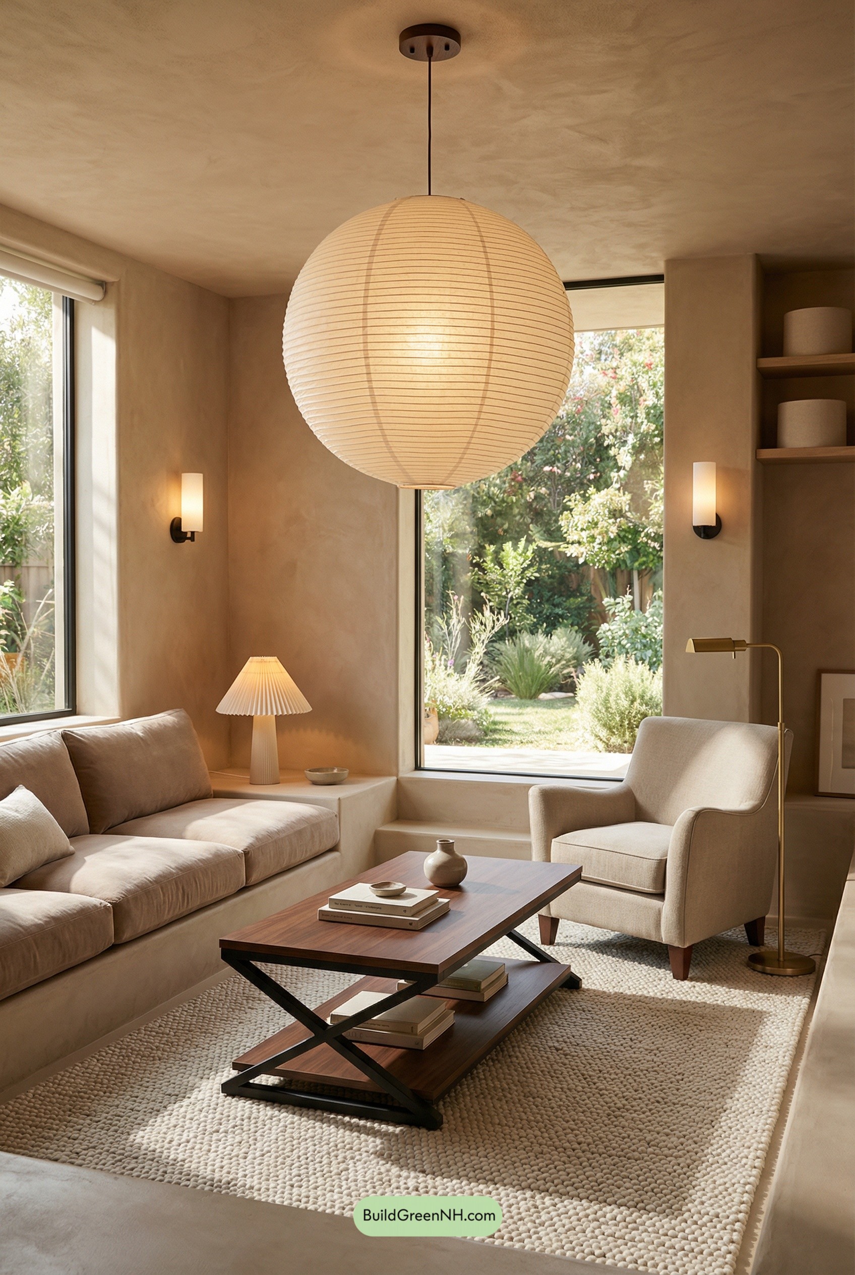 Paper Lantern Glow in a Sunken Lounge