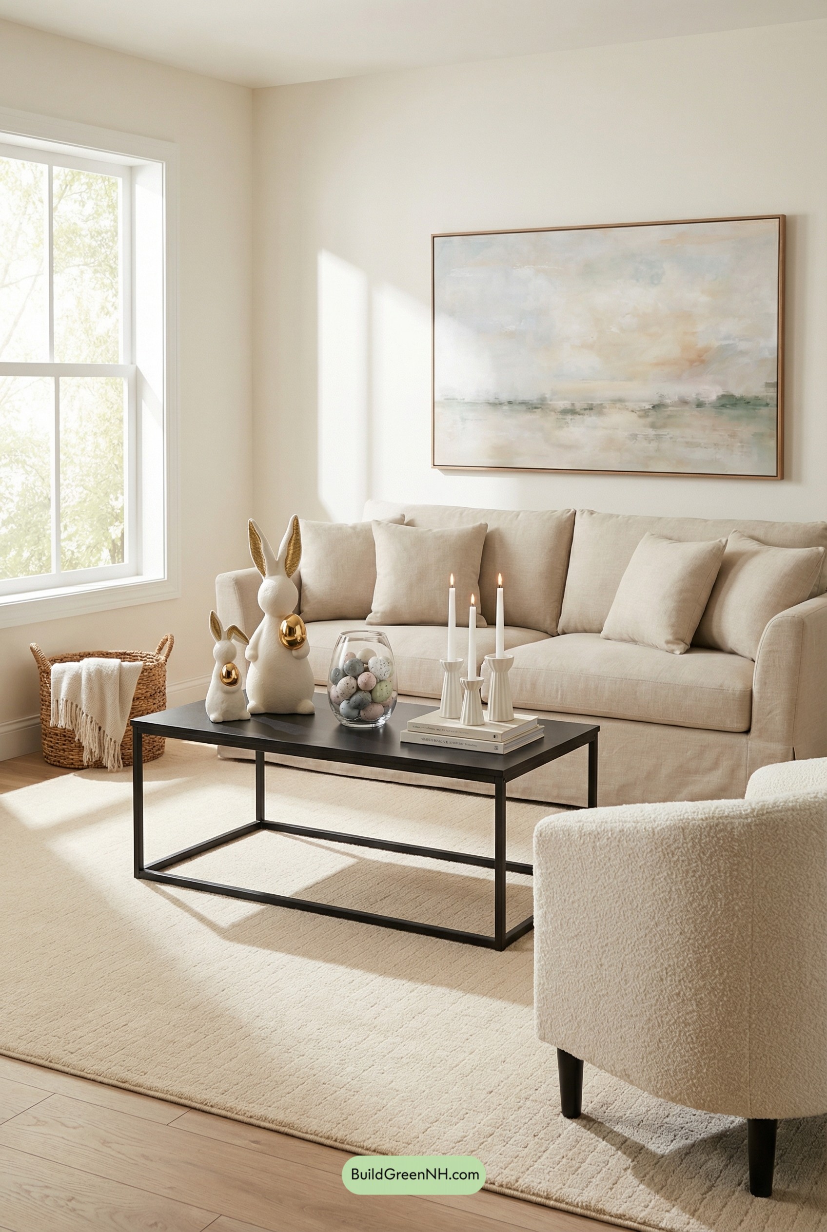 Minimalist Easter Neutrals with Bunny Sculptures