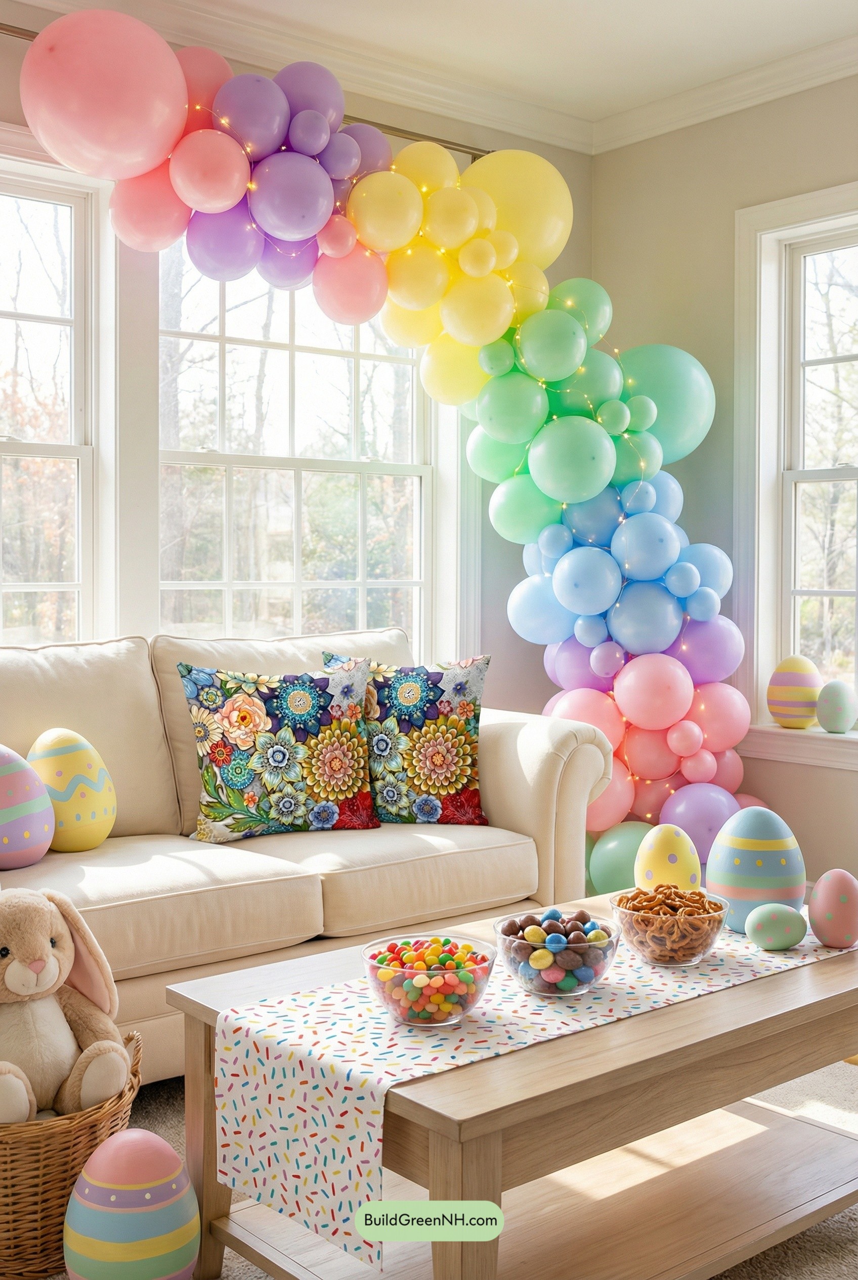 Pastel Balloon Rainbow, Bunny-Approved Lounge