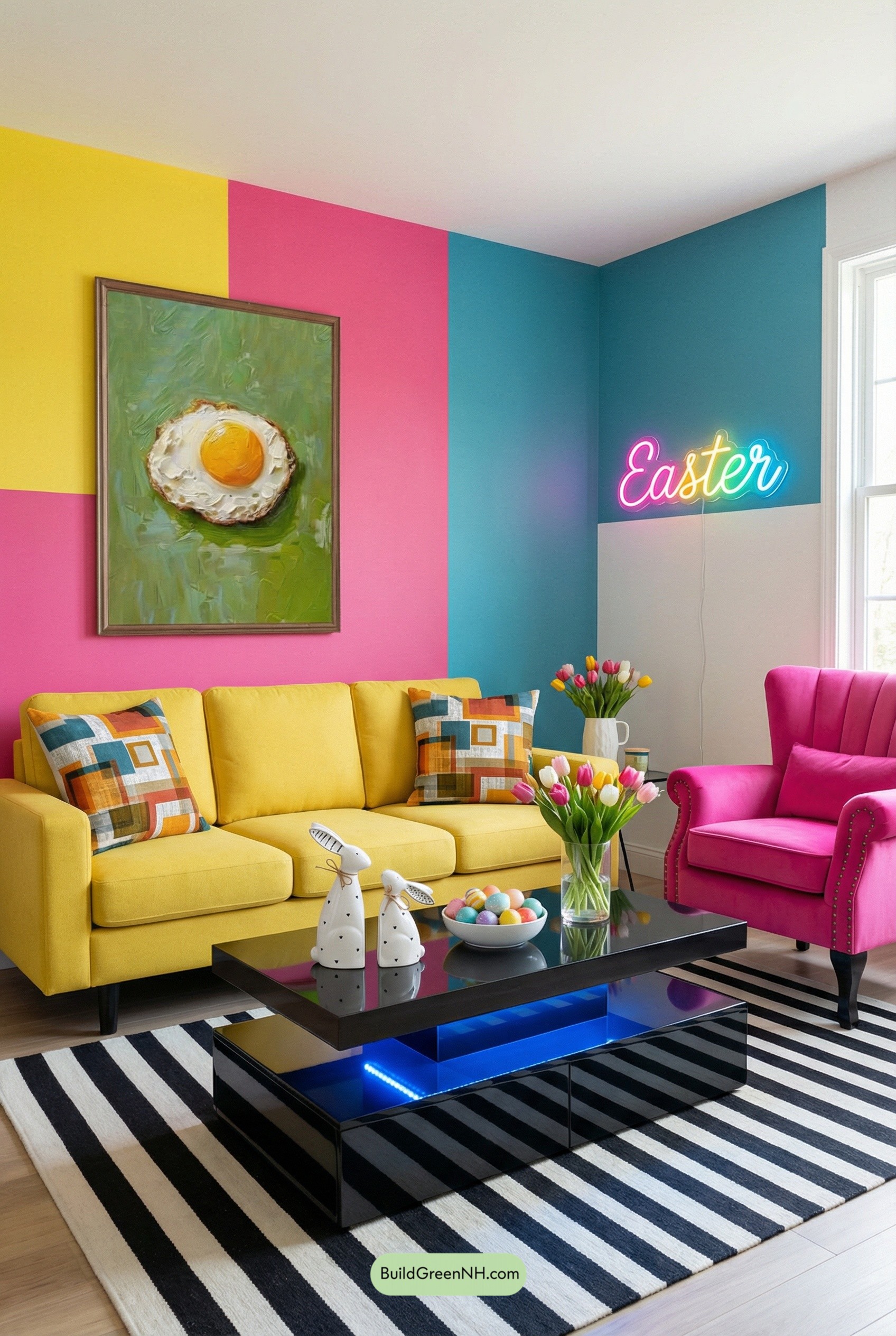 Color-Blocked Easter Pop Living Room
