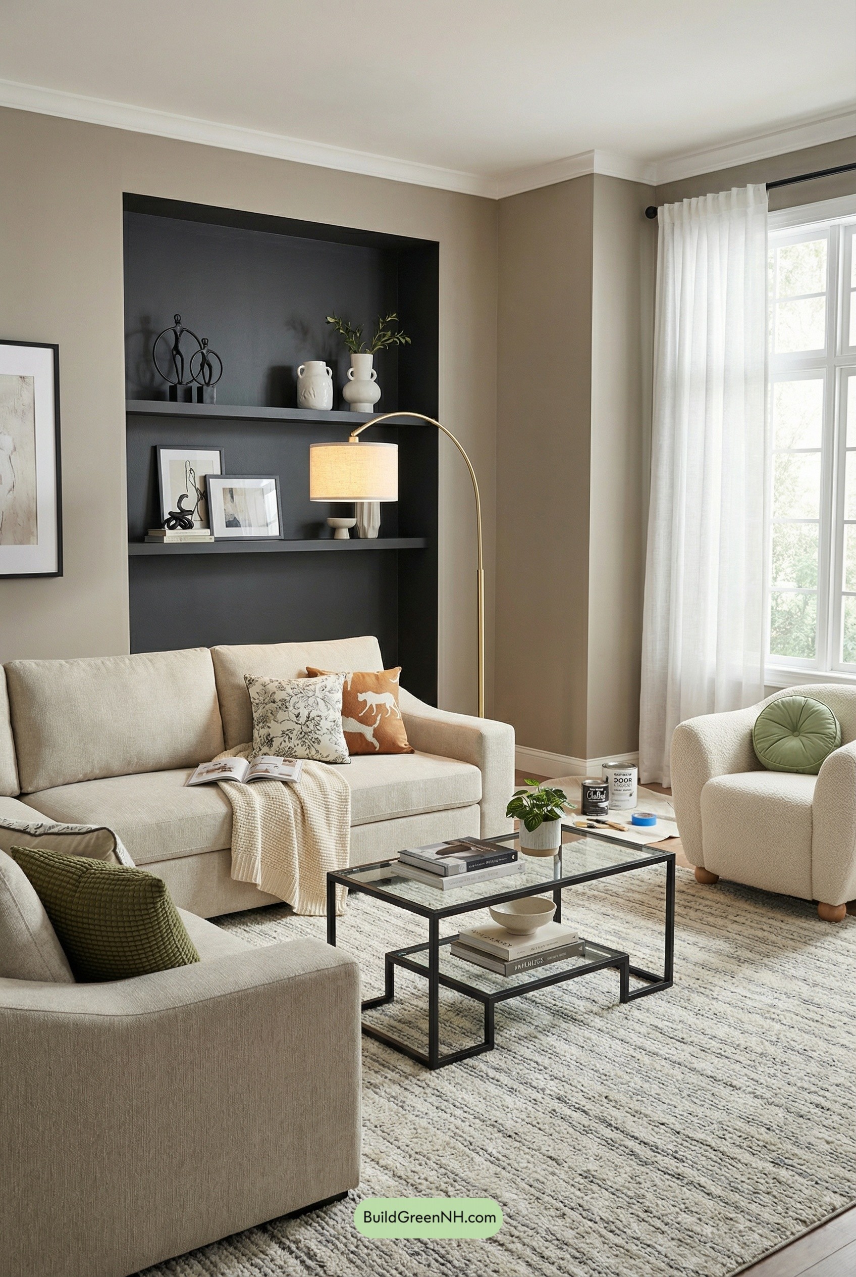 Greige, White Trim, Charcoal Niche Calm