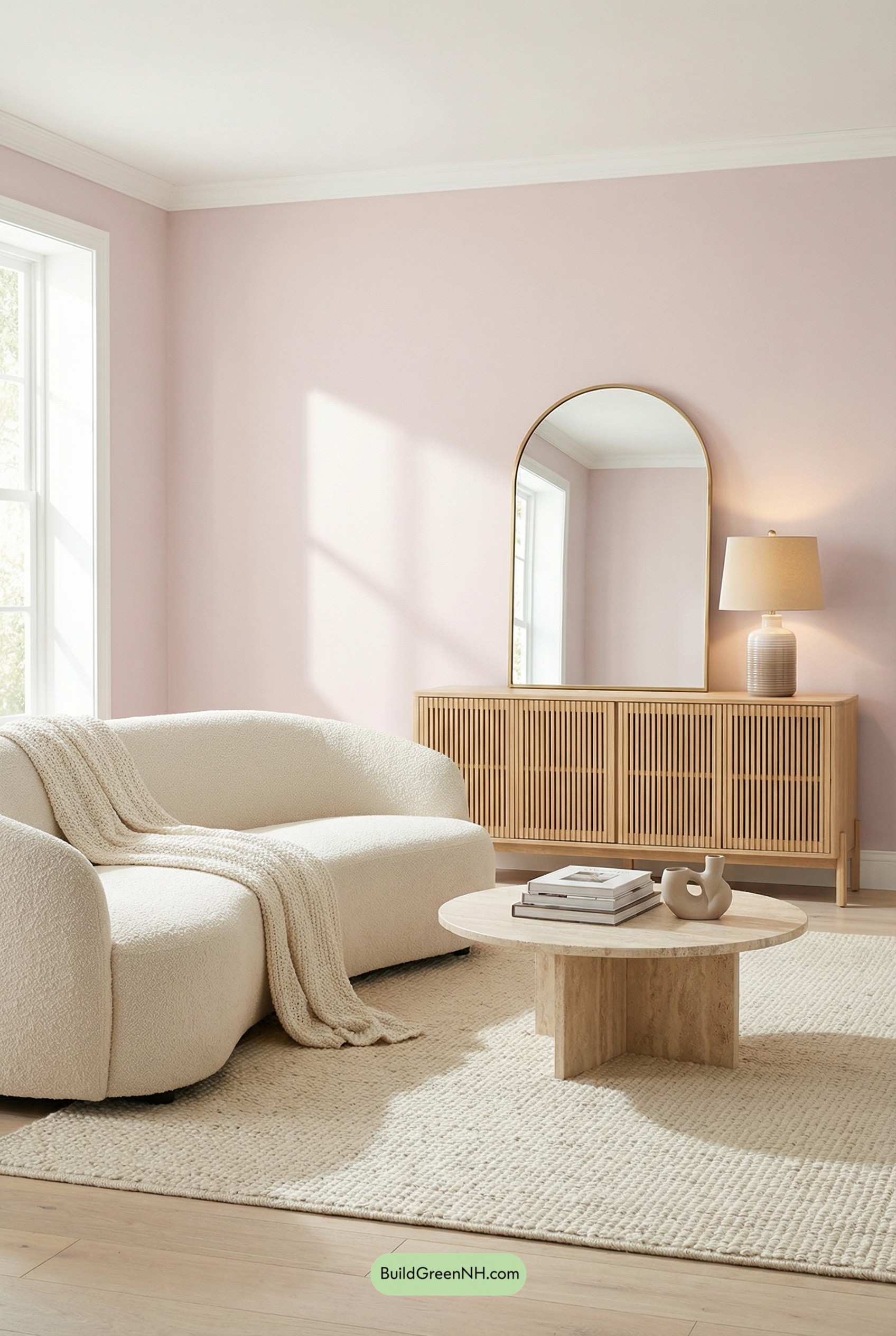 Blush Walls, Bright White, Pale Oak