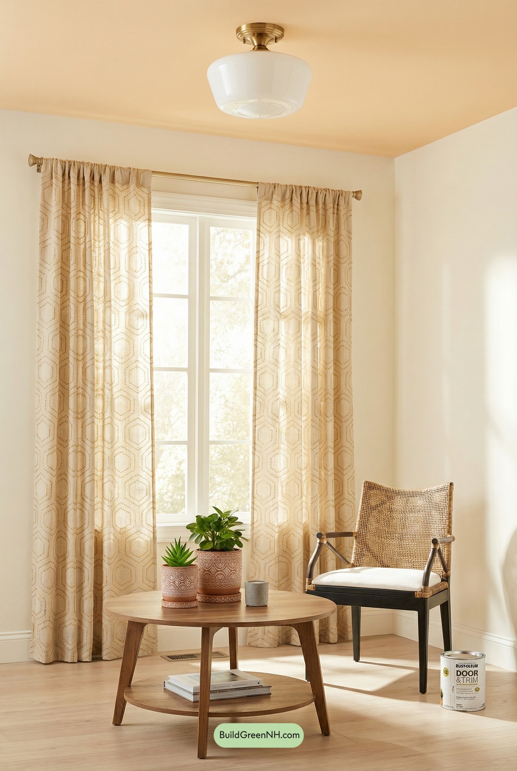 Apricot Ceiling, Cream Walls, Easy Glow