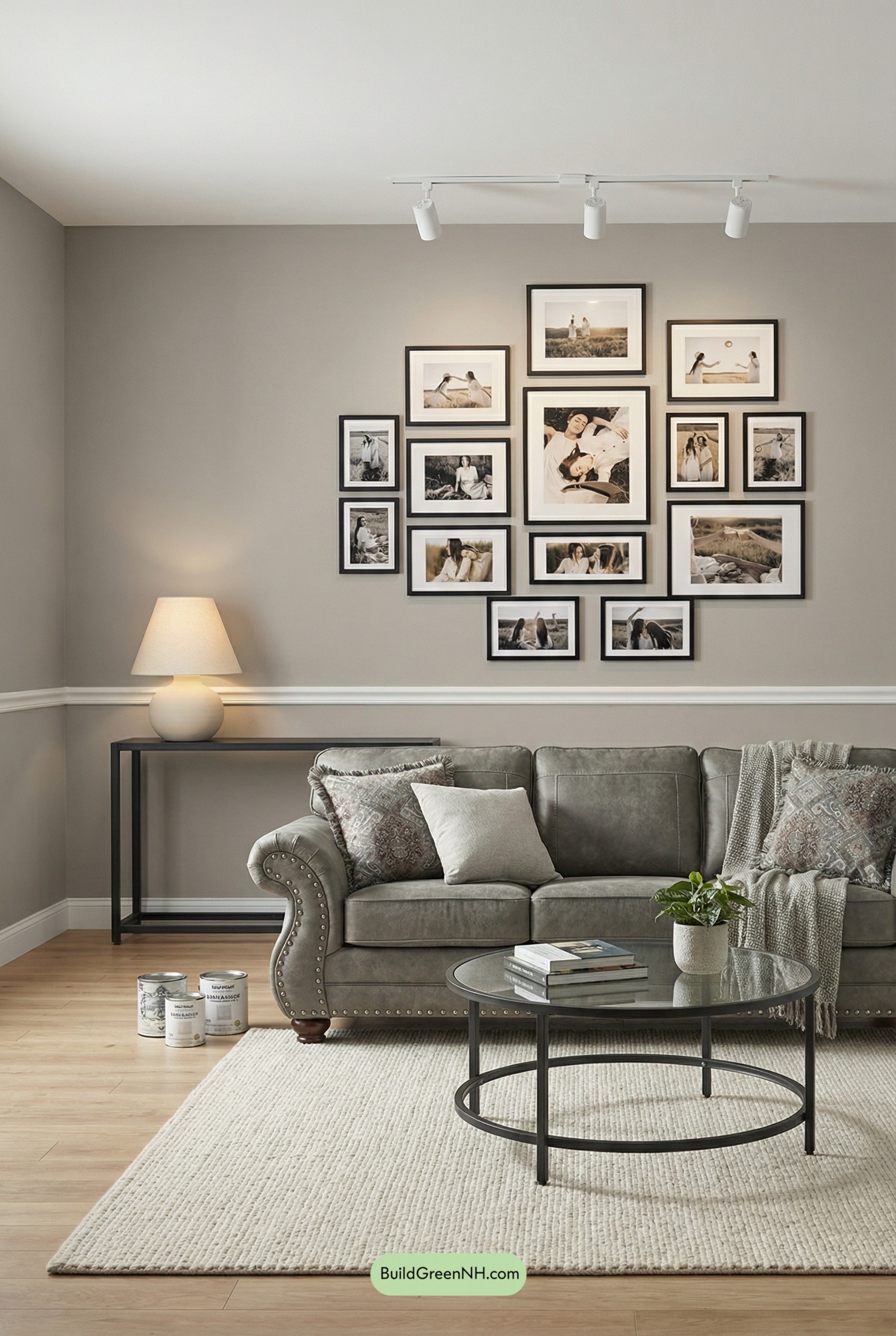 Putty Walls, Crisp Rail, Gallery Calm