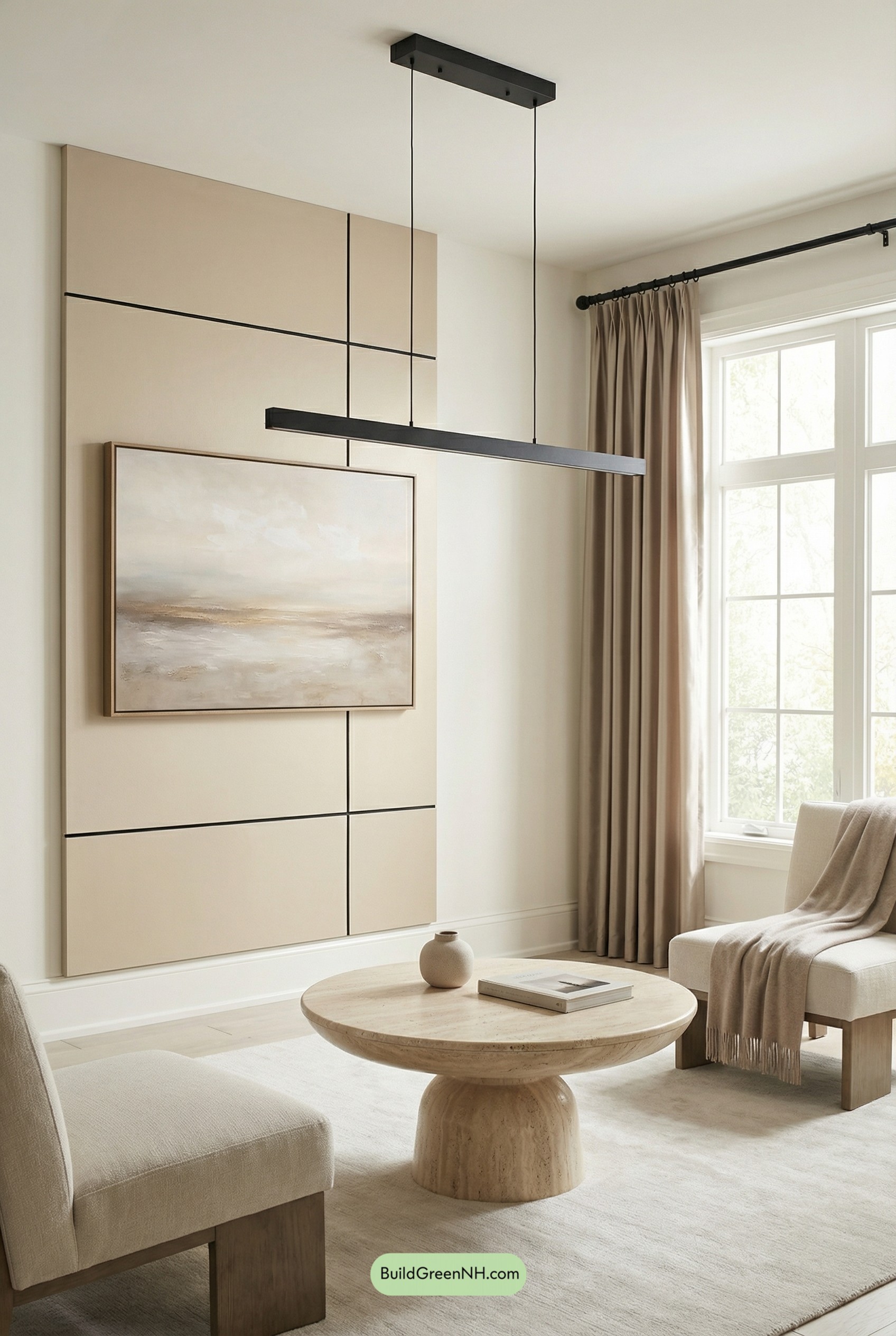 Champagne Panel, Warm Whites, Black Lines