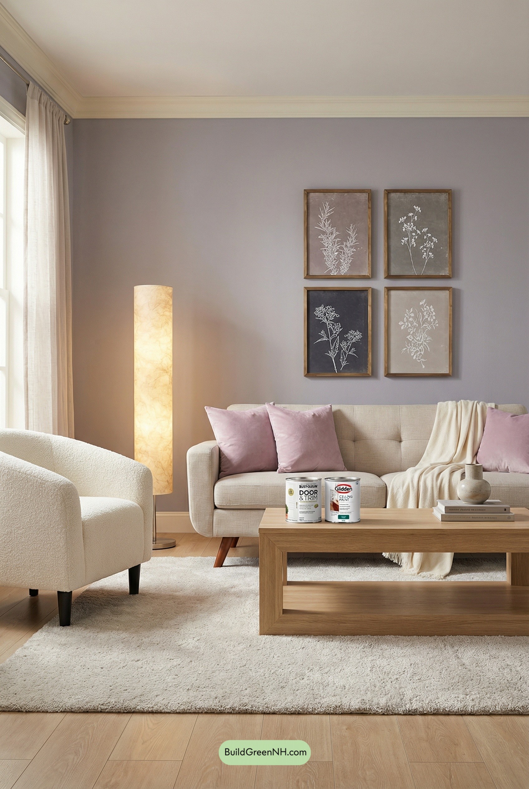 Lavender-Gray Walls with Creamy Trim