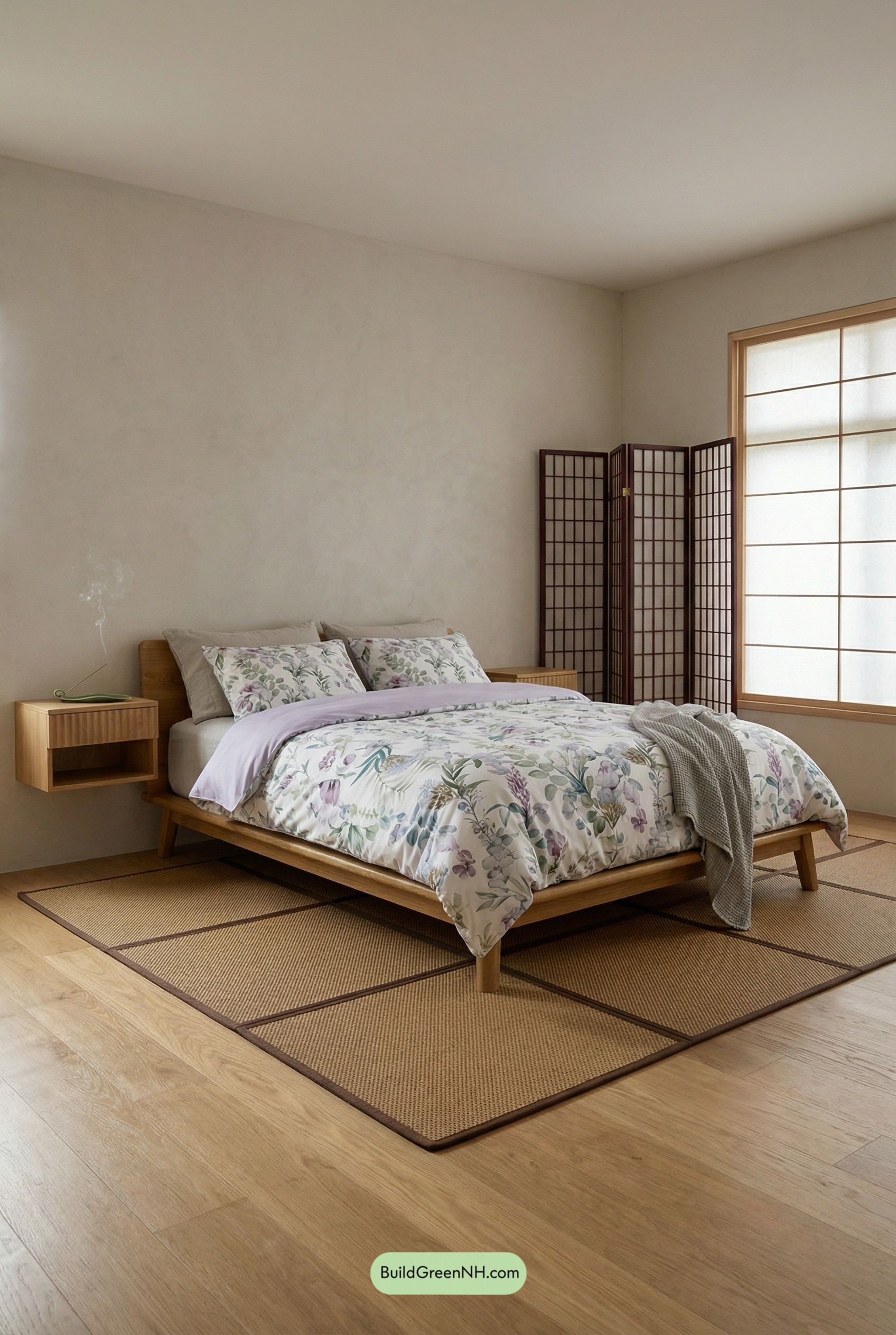 Watercolor Florals in a Zen Bedroom