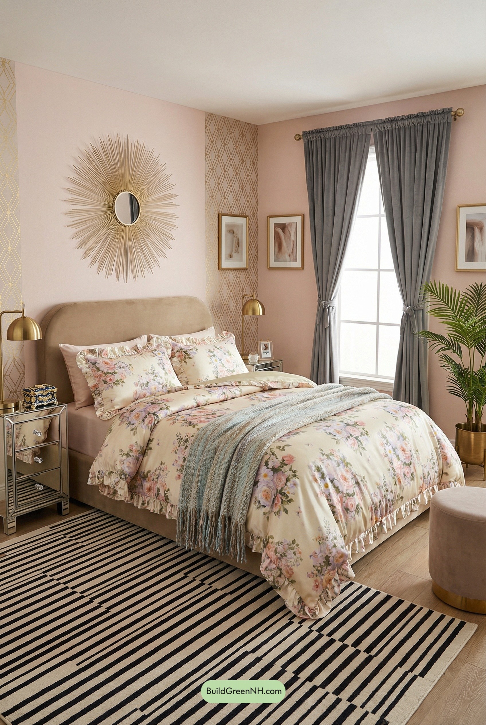 Floral Bedding Meets Deco Shine