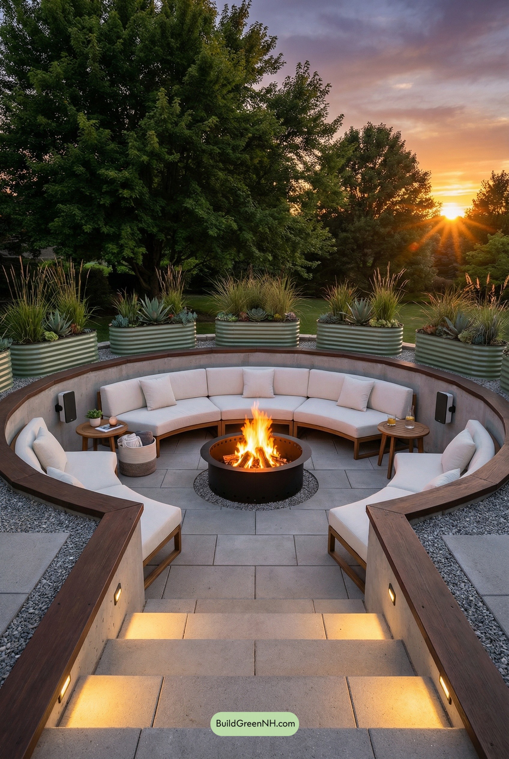 Sunken Fire-Pit Lounge in the Round