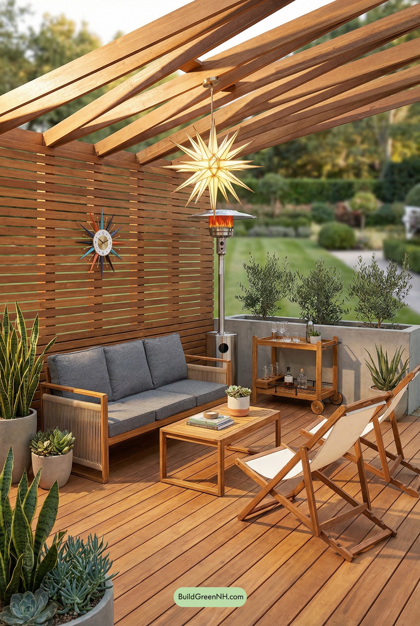 Starburst-Glow Mid-Century Deck Lounge