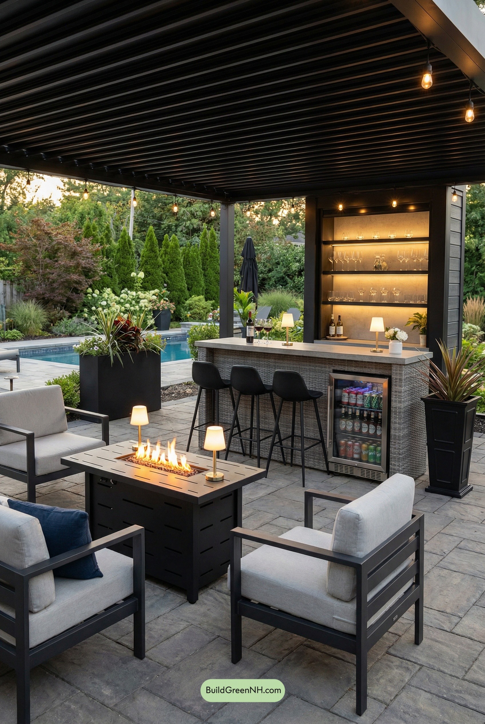 Firepit Lounge Meets Cocktail-Ready Bar
