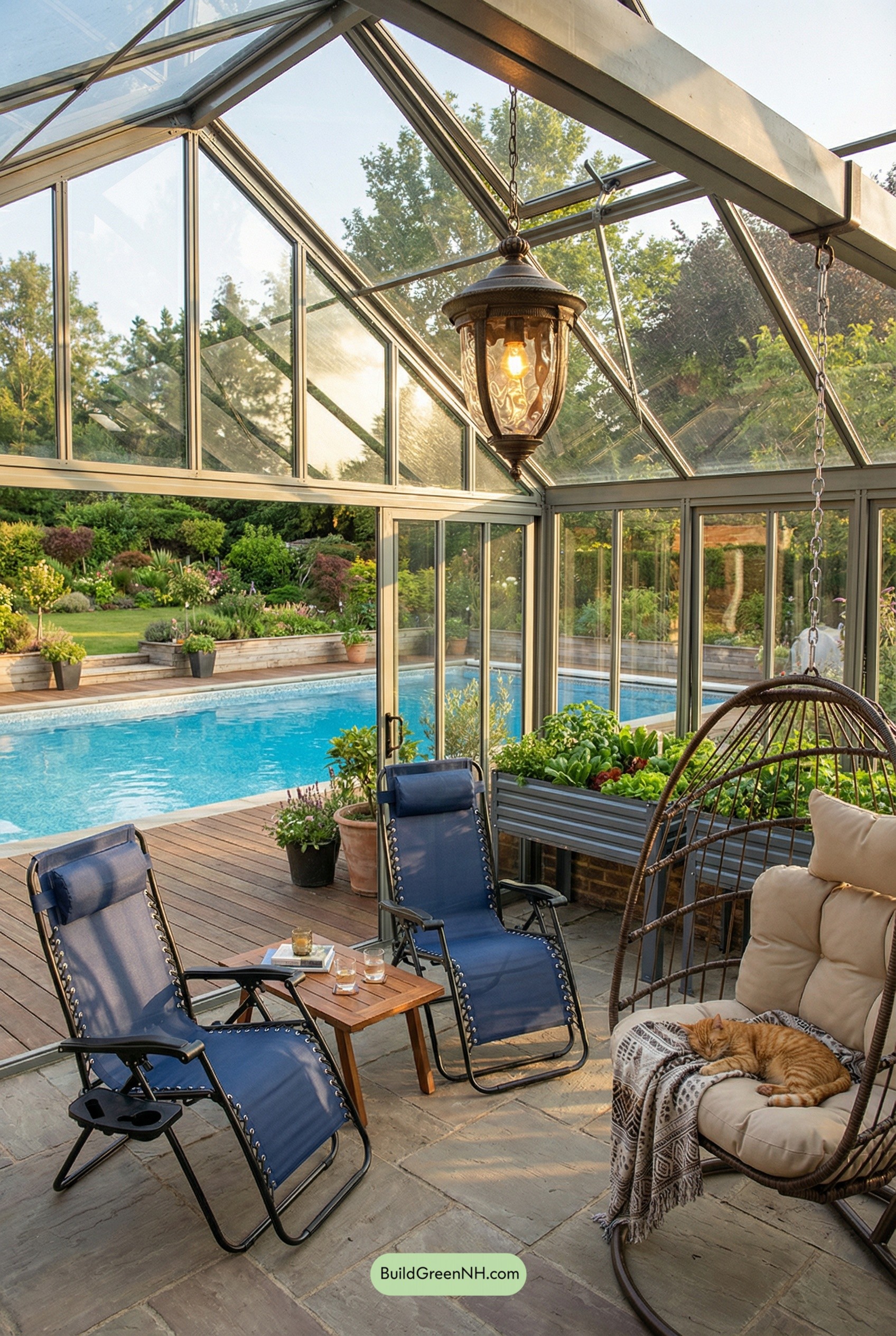 Glass Pavilion Poolside Greenhouse Lounge
