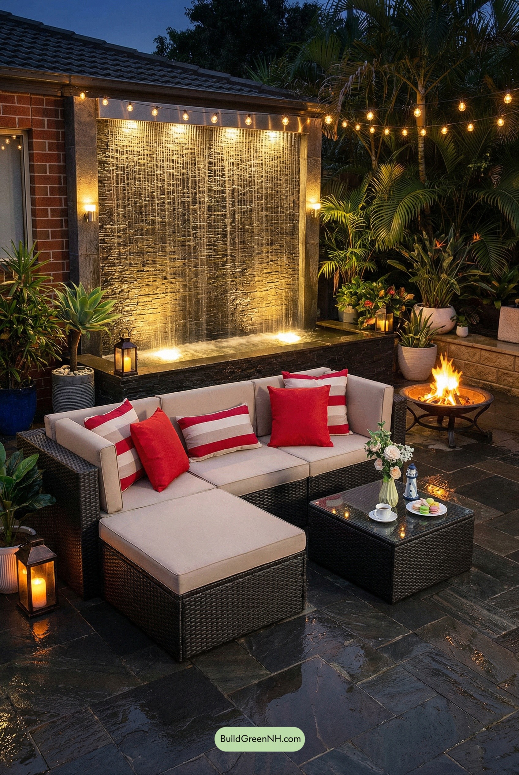 Rain-Curtain Wall, Firelight Lounge Vibes