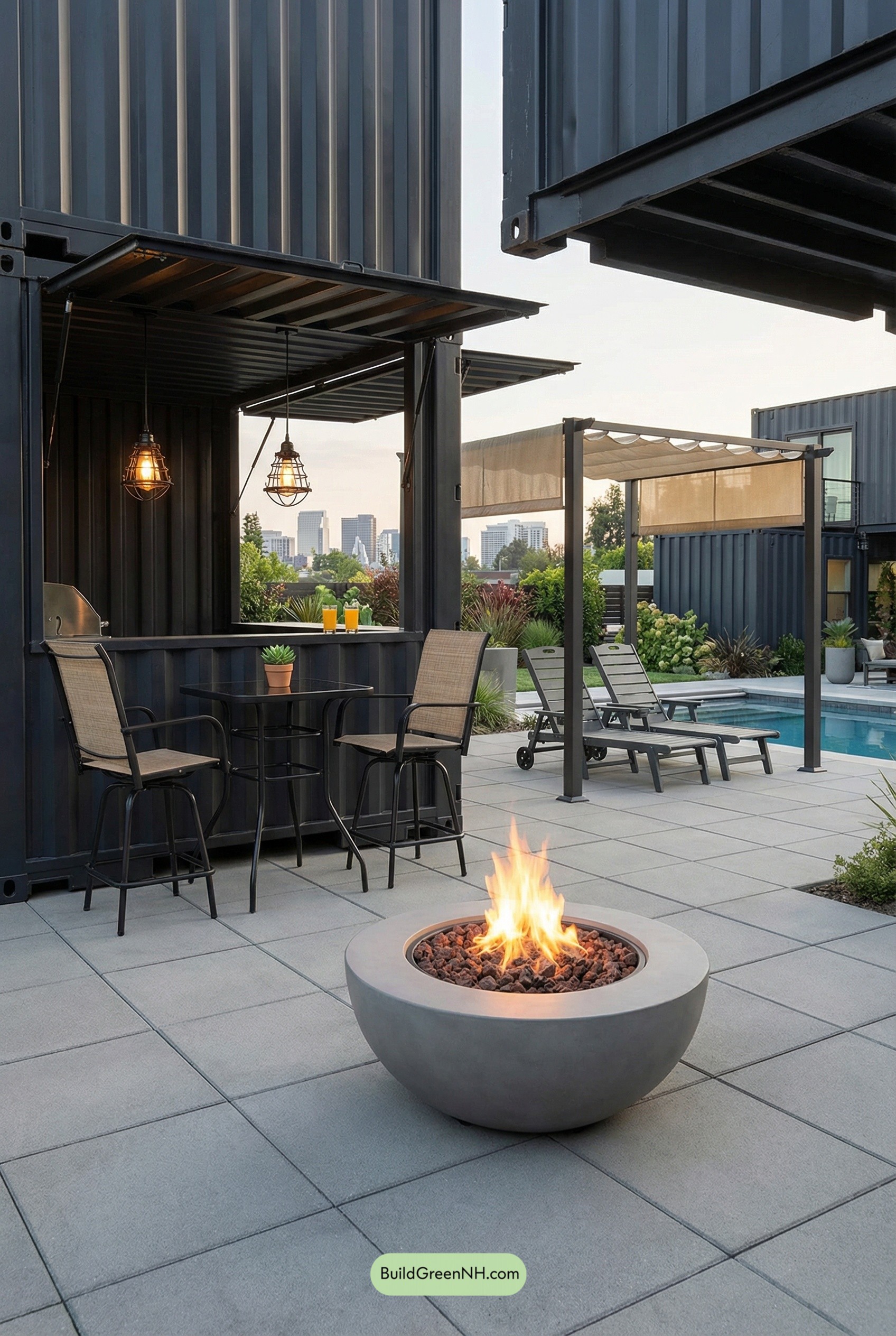 Shipping-Container Cabana Meets Resort Pool