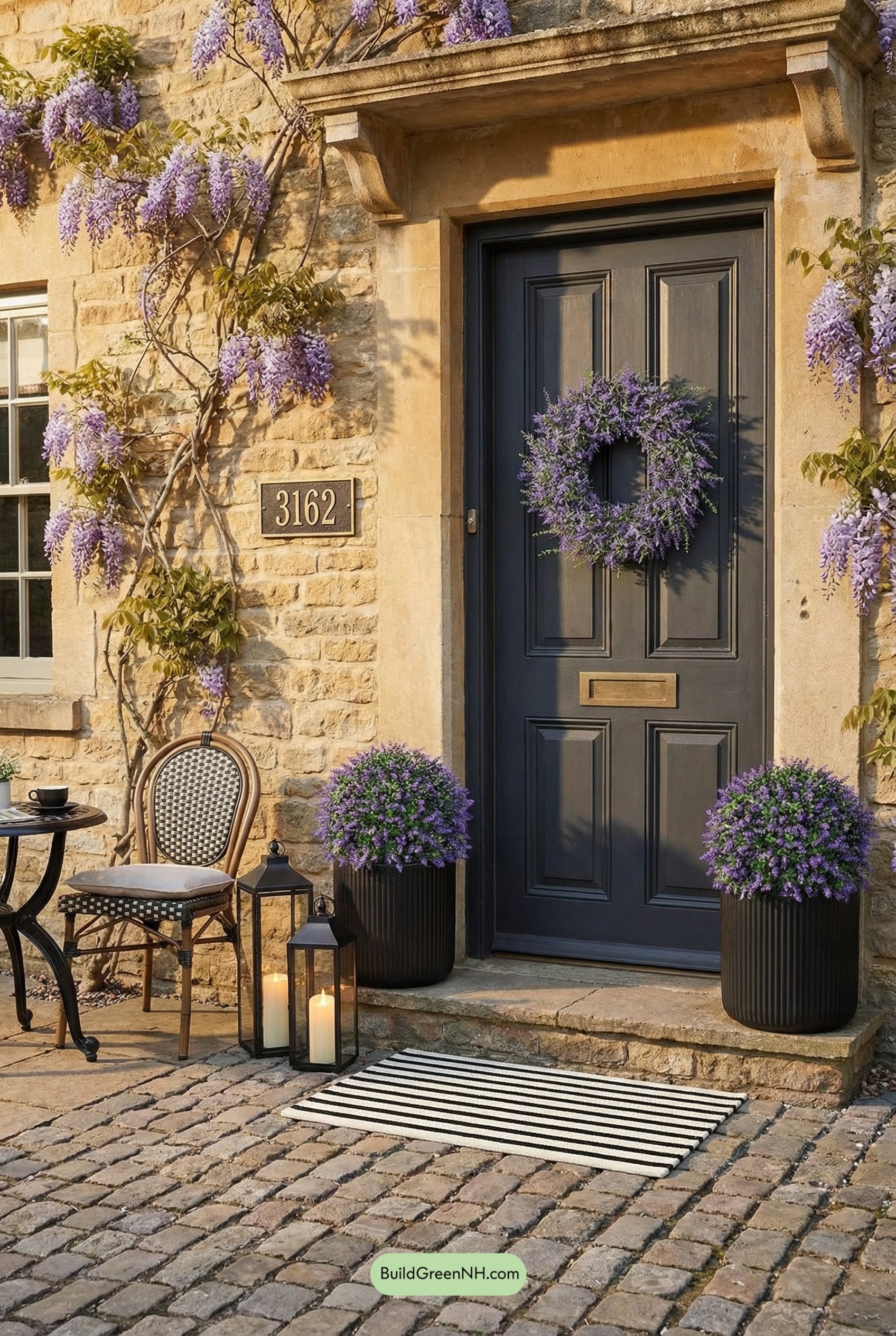 Lavender Wreath, Parisian Bistro Doorway