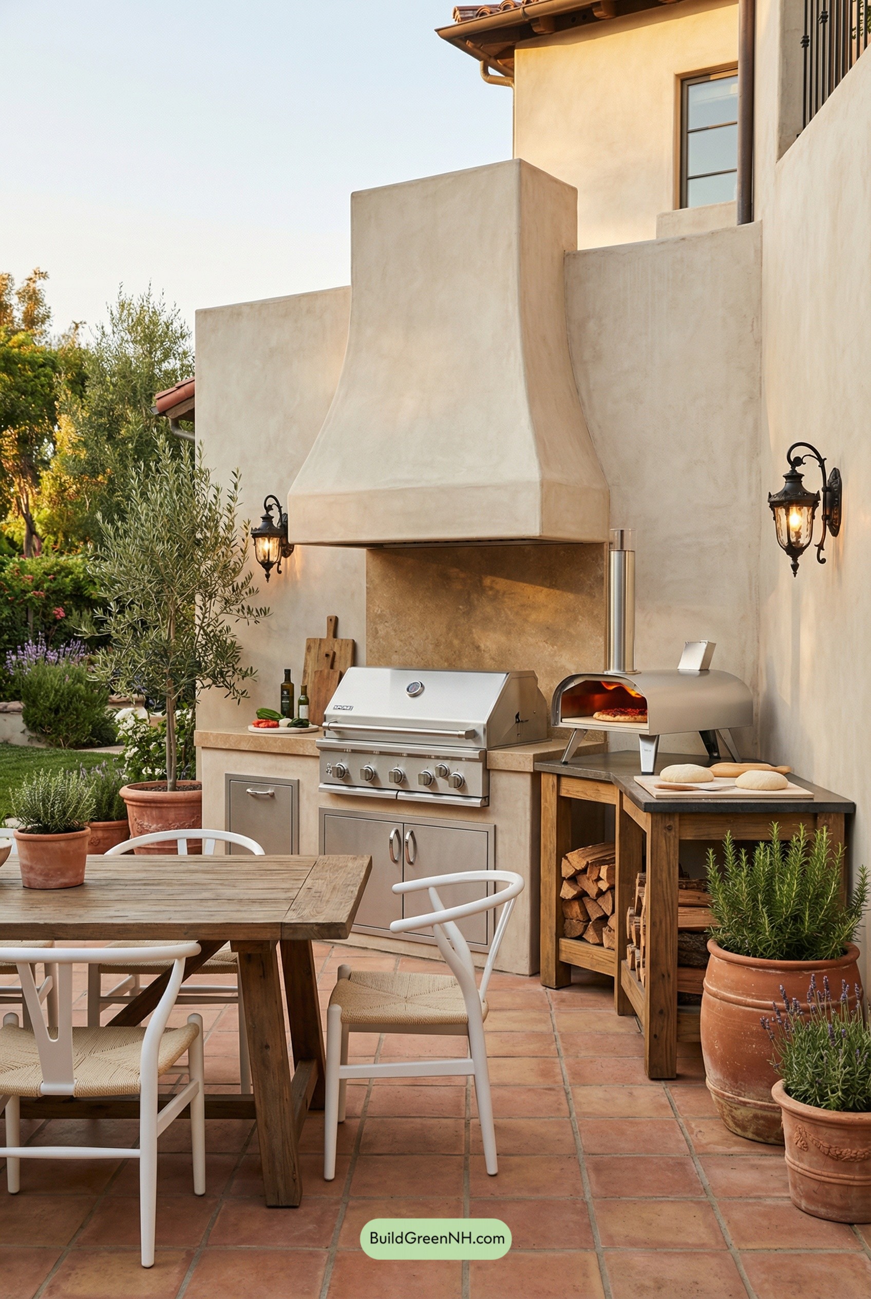 Plaster-Hood Courtyard Kitchen, Pizza Ready