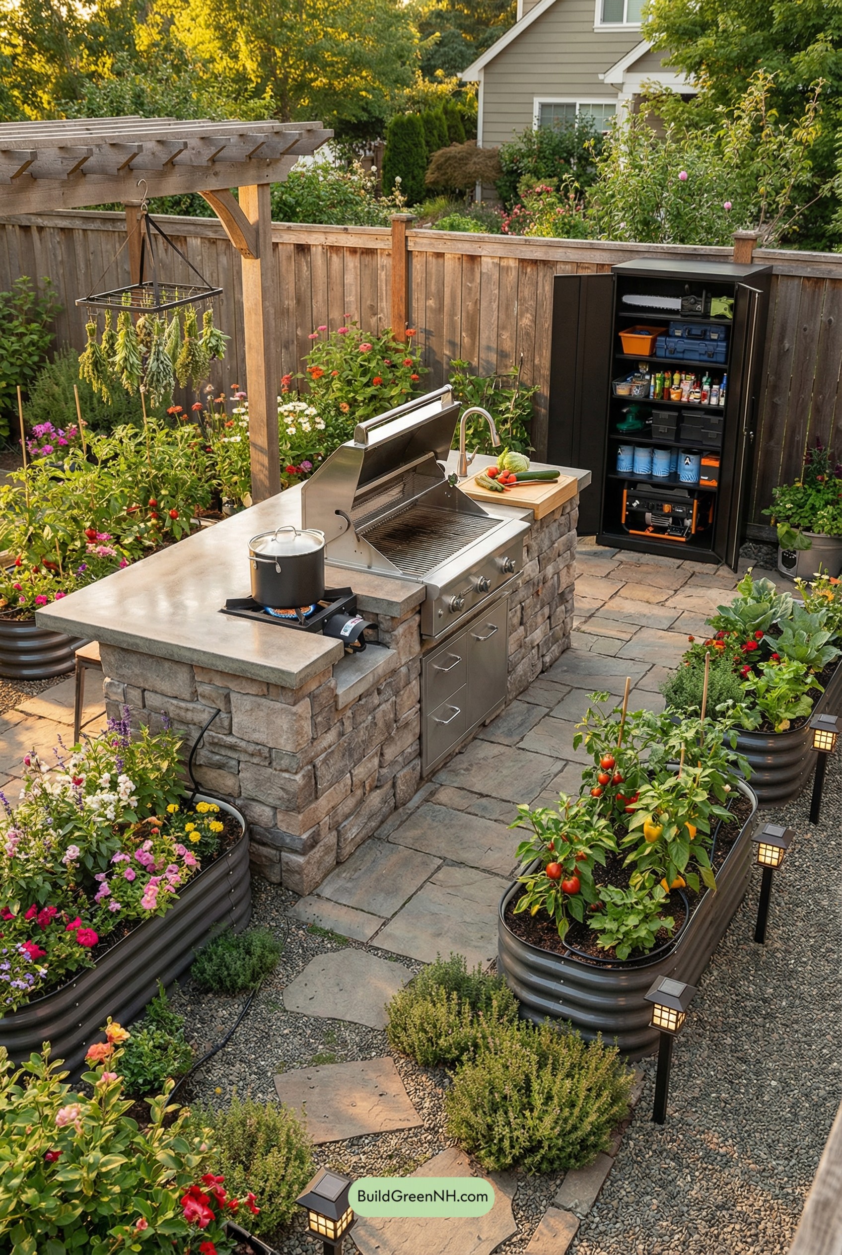 Garden-Edge Grill Island Retreat