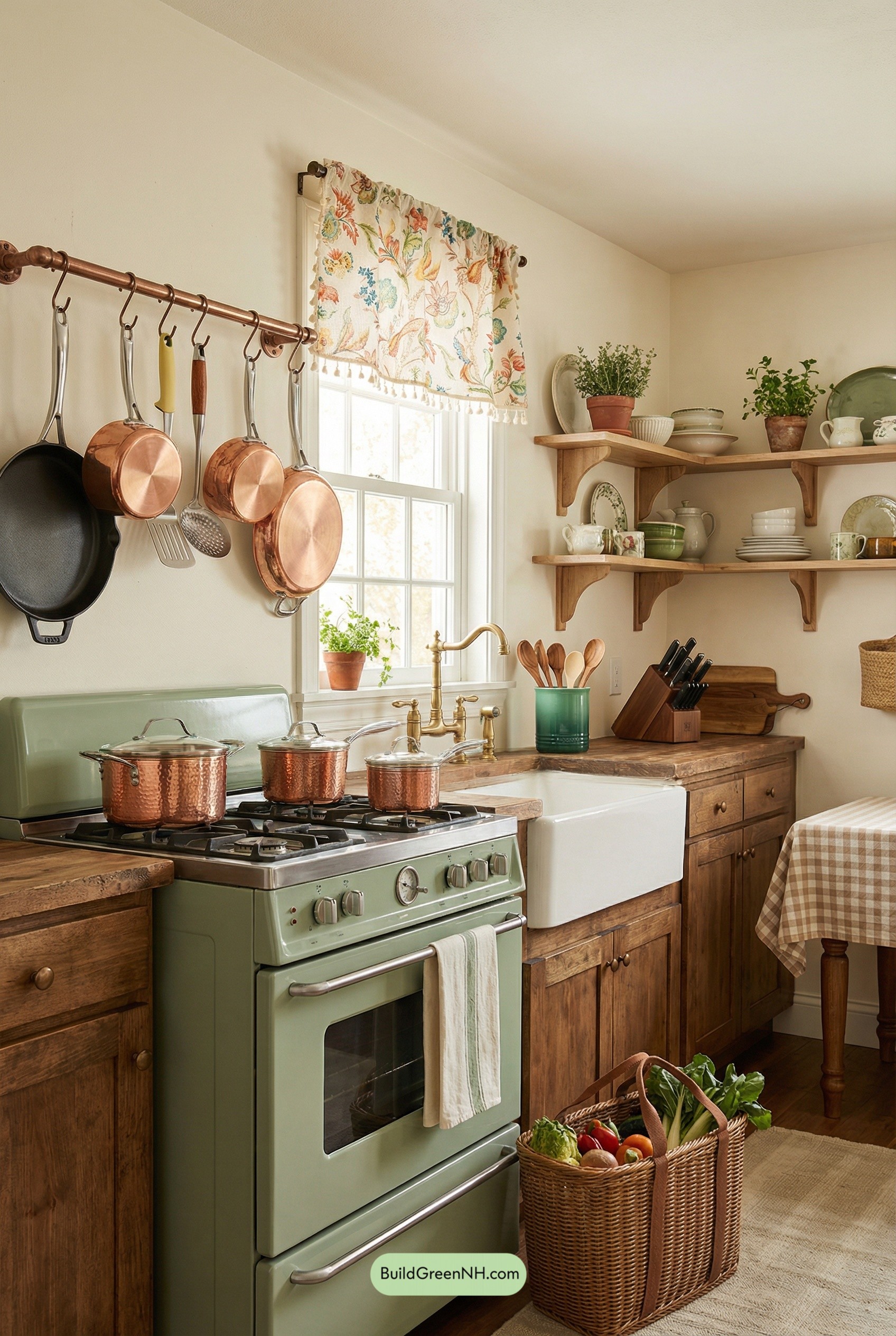 Soft-Green Stove, Copper Heirloom Charm
