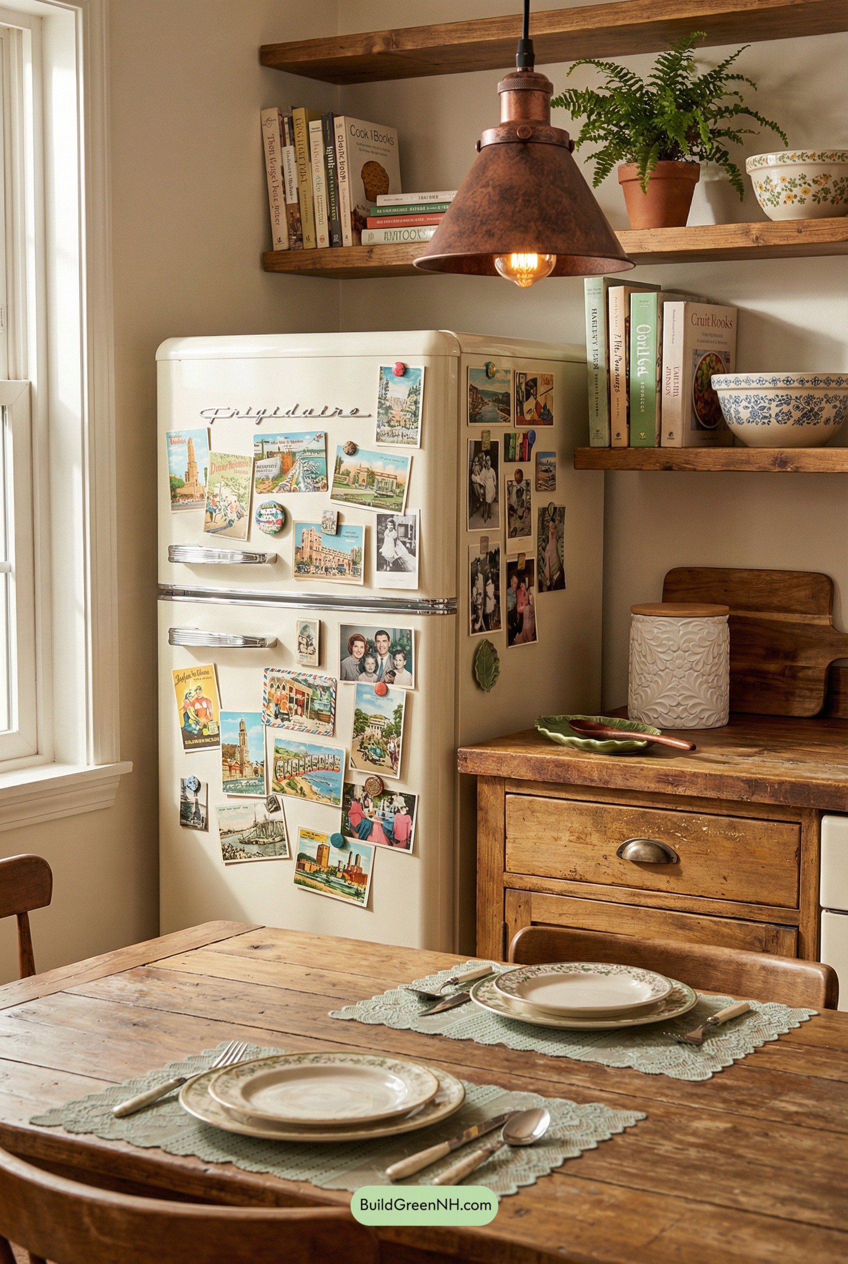 Postcard Fridge, Warm Wood, Instant Nostalgia