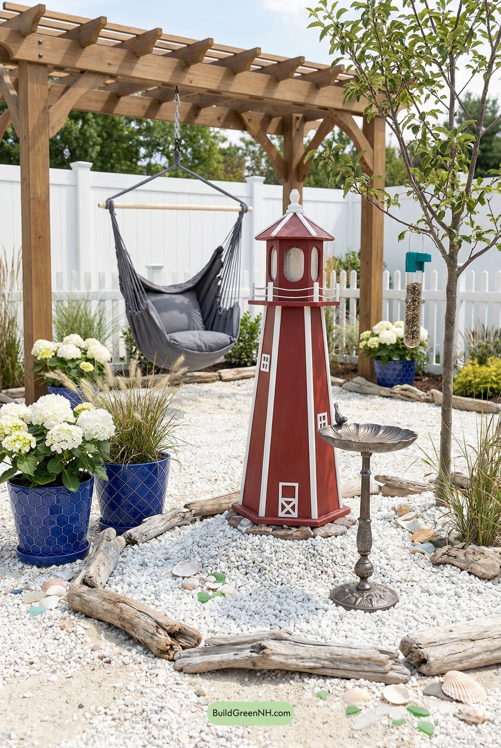 Lighthouse Birdhouse, Backyard Beach Vibes