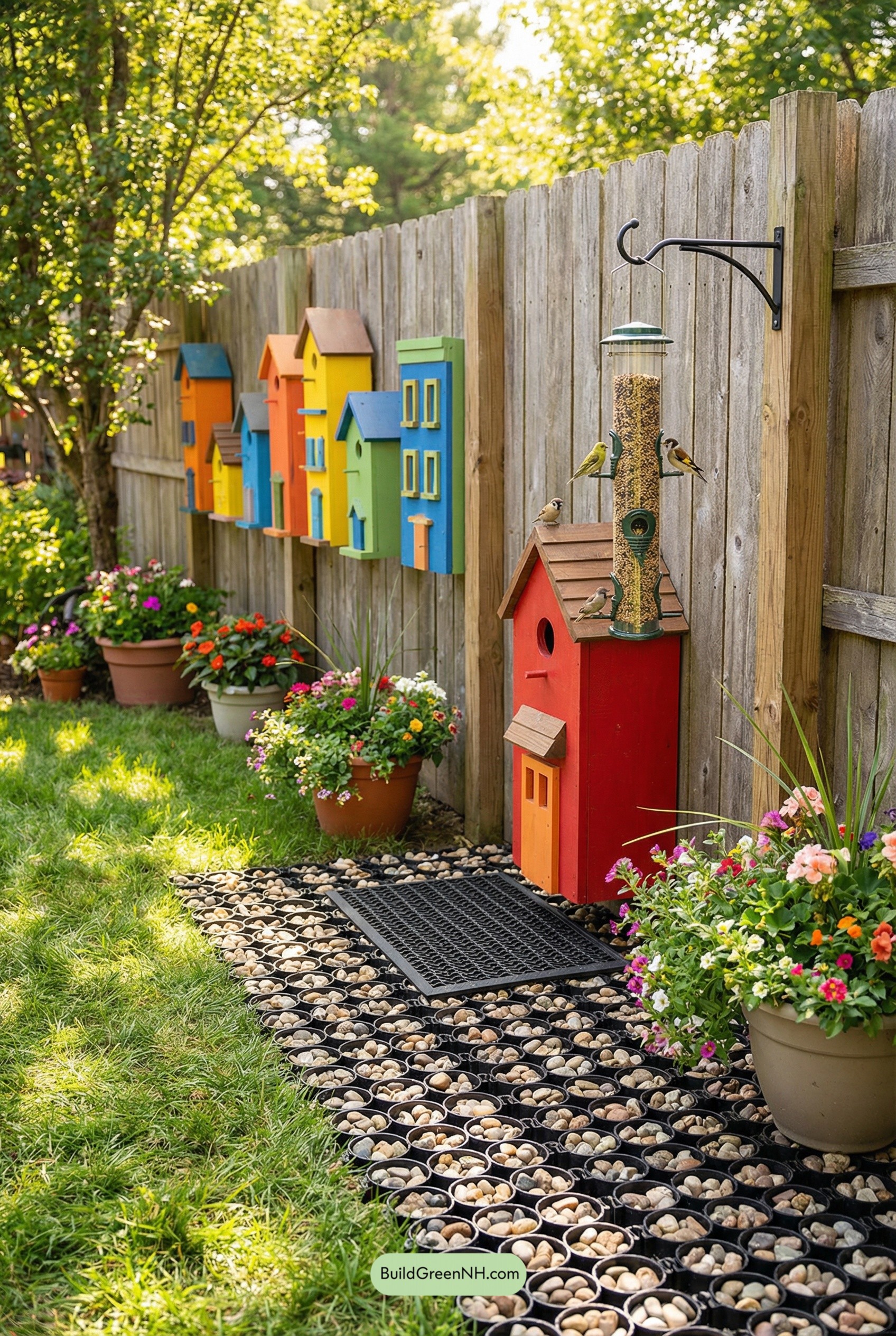 A Rainbow Rowhouse for Backyard Birds