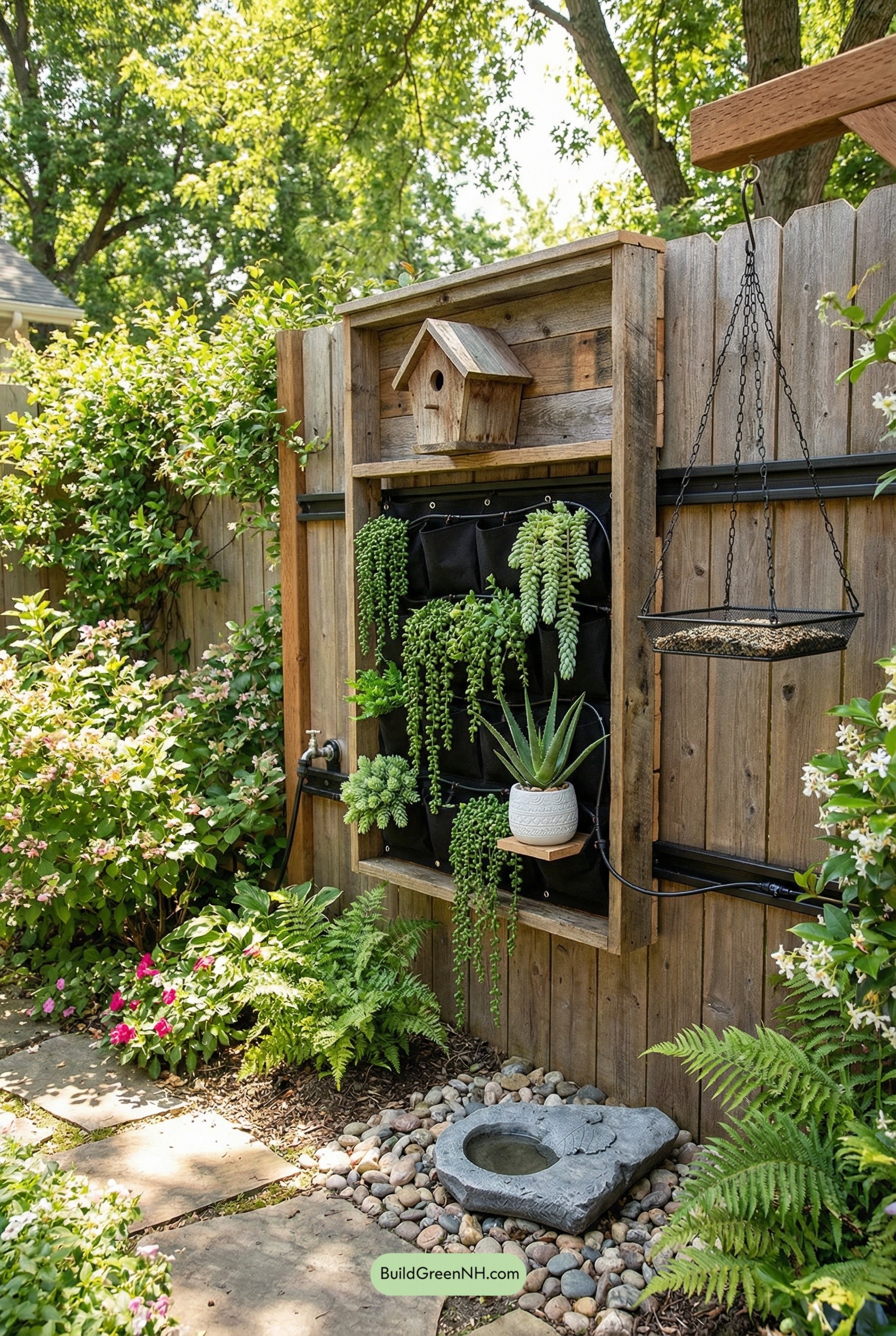 Living Wall Birdhouse Fence Feature