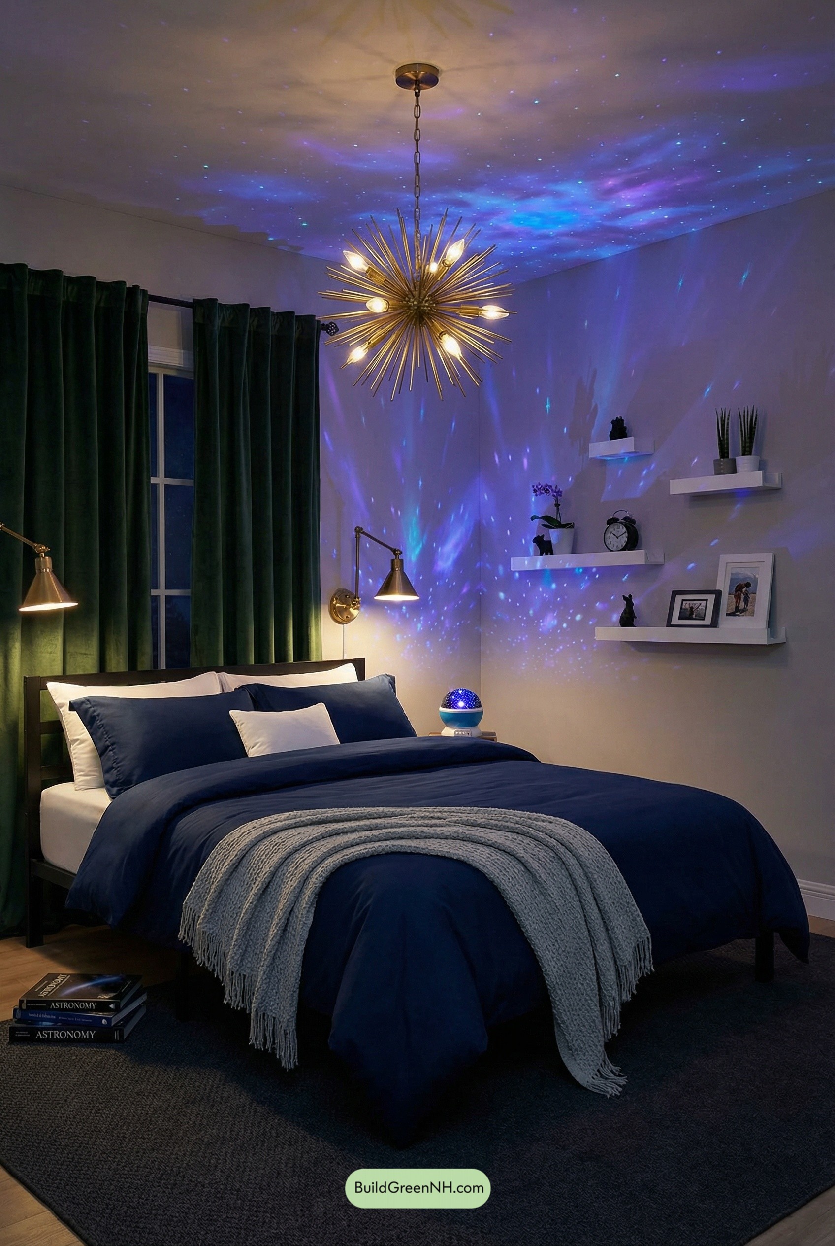 Supernova Chandelier, Midnight-Sky Bed
