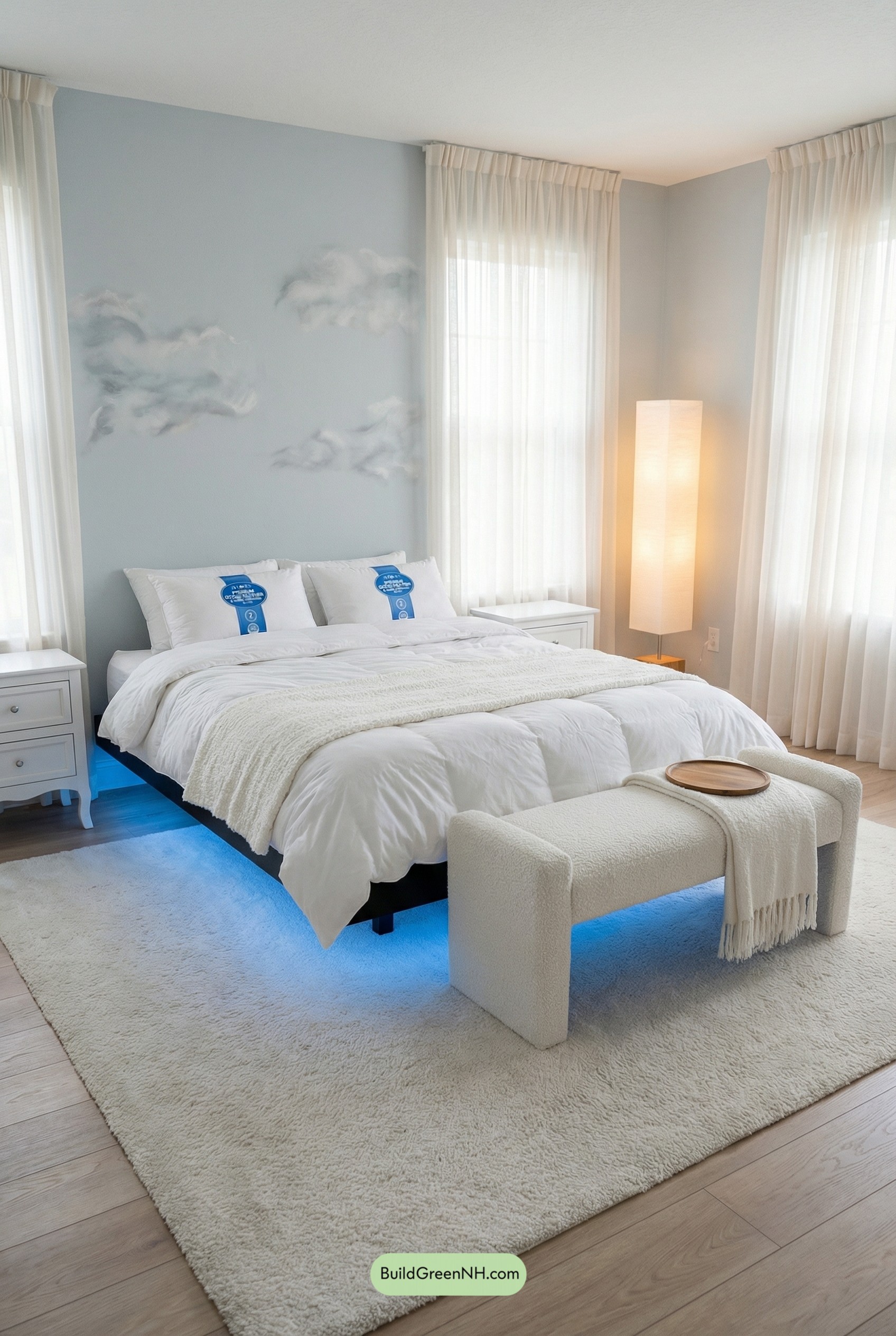 Floating Cloud Bed, Soft Daydream Glow