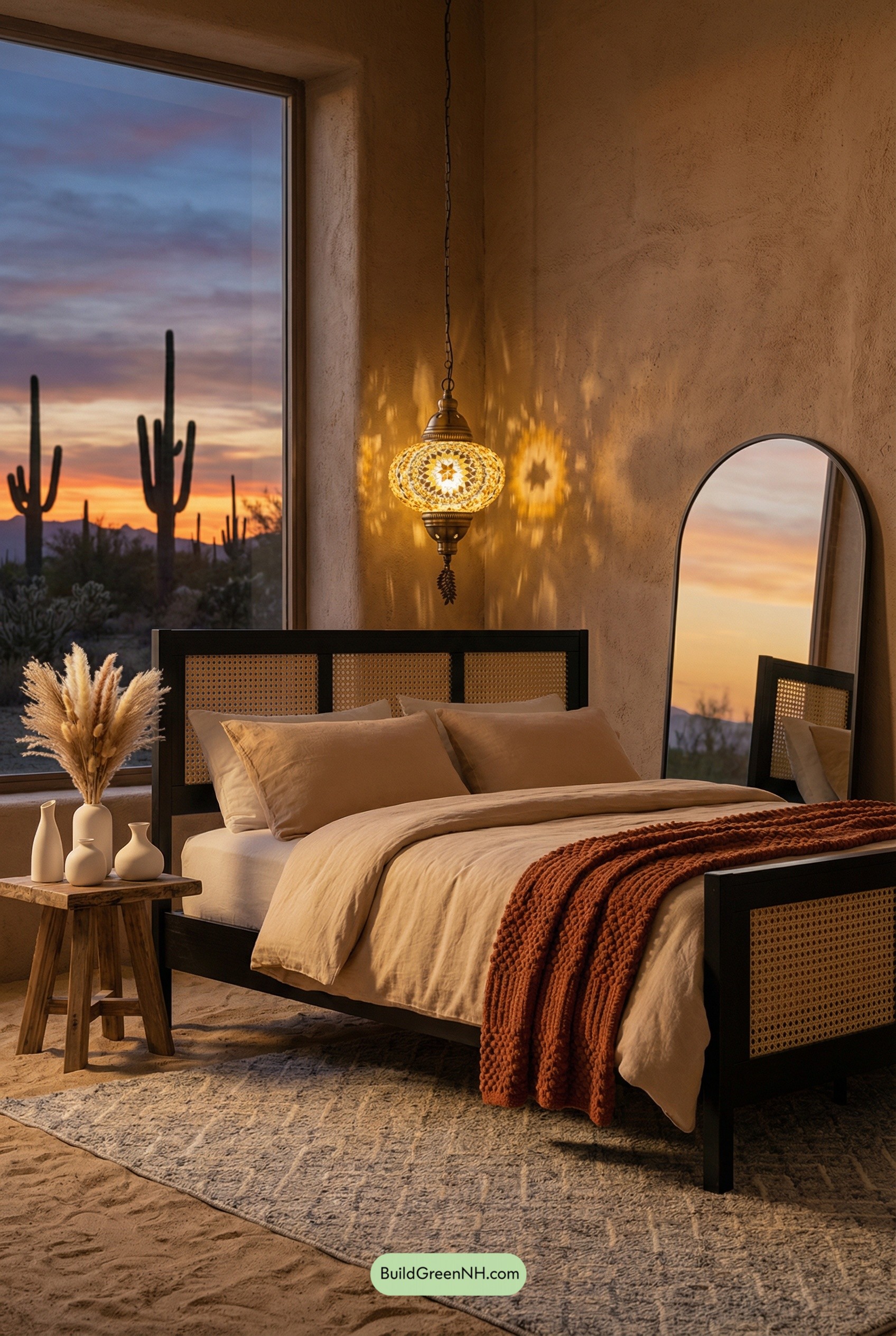 Cactus-Sunset Bedroom, Lit Like Twilight