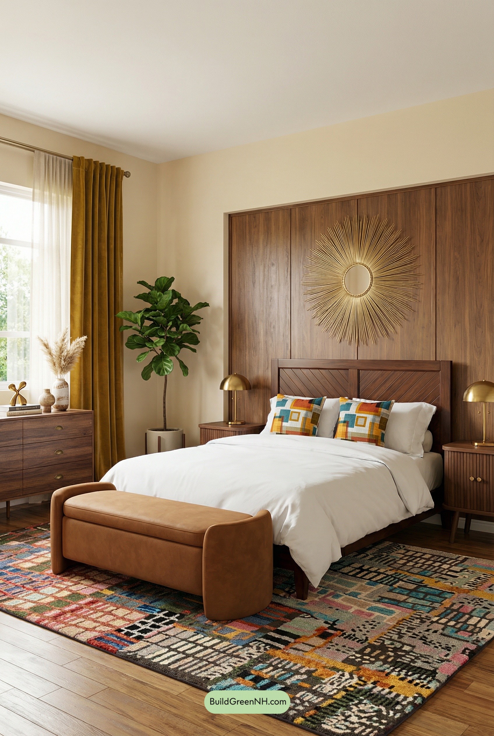 Walnut Wall, Brass Glow, Color Pop