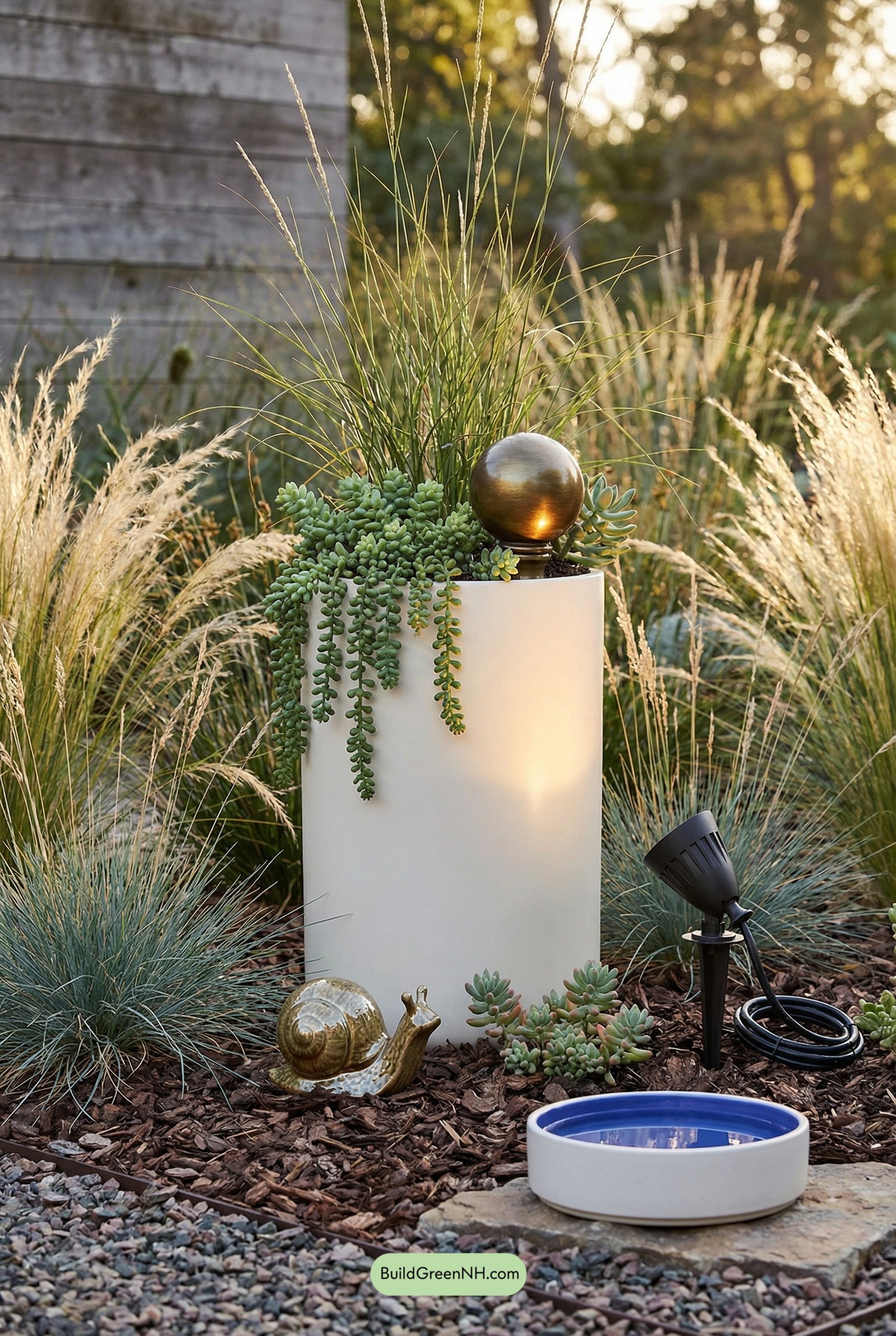 Ceramic Totem Among Swaying Grasses