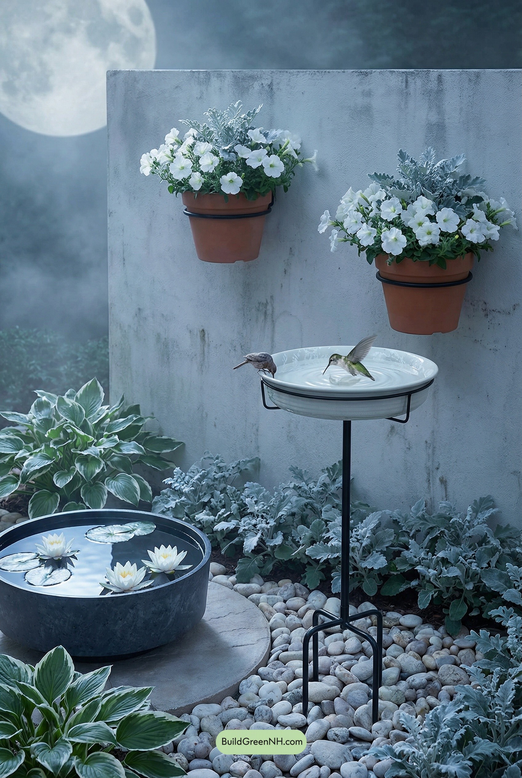 Moon Garden with Glazed Water Bowls