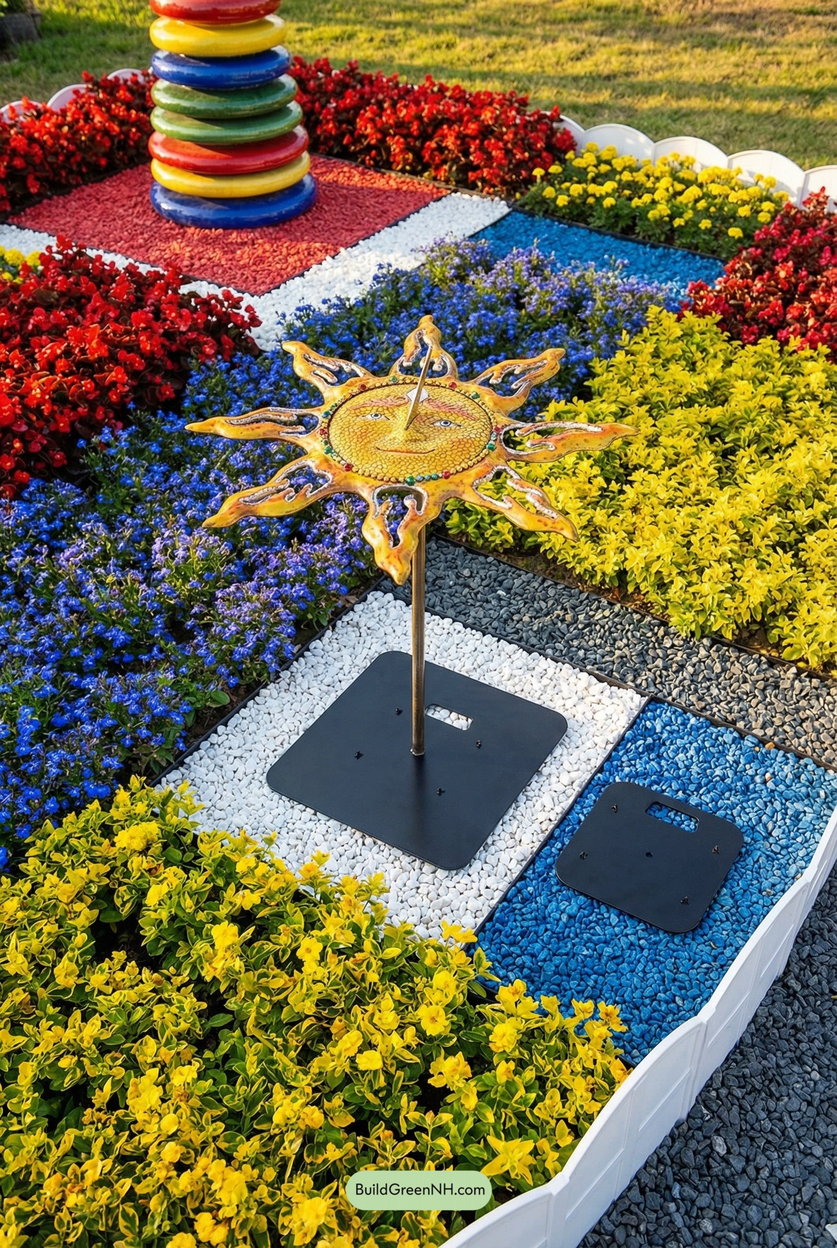 Color-Block Garden with Ceramic Sun