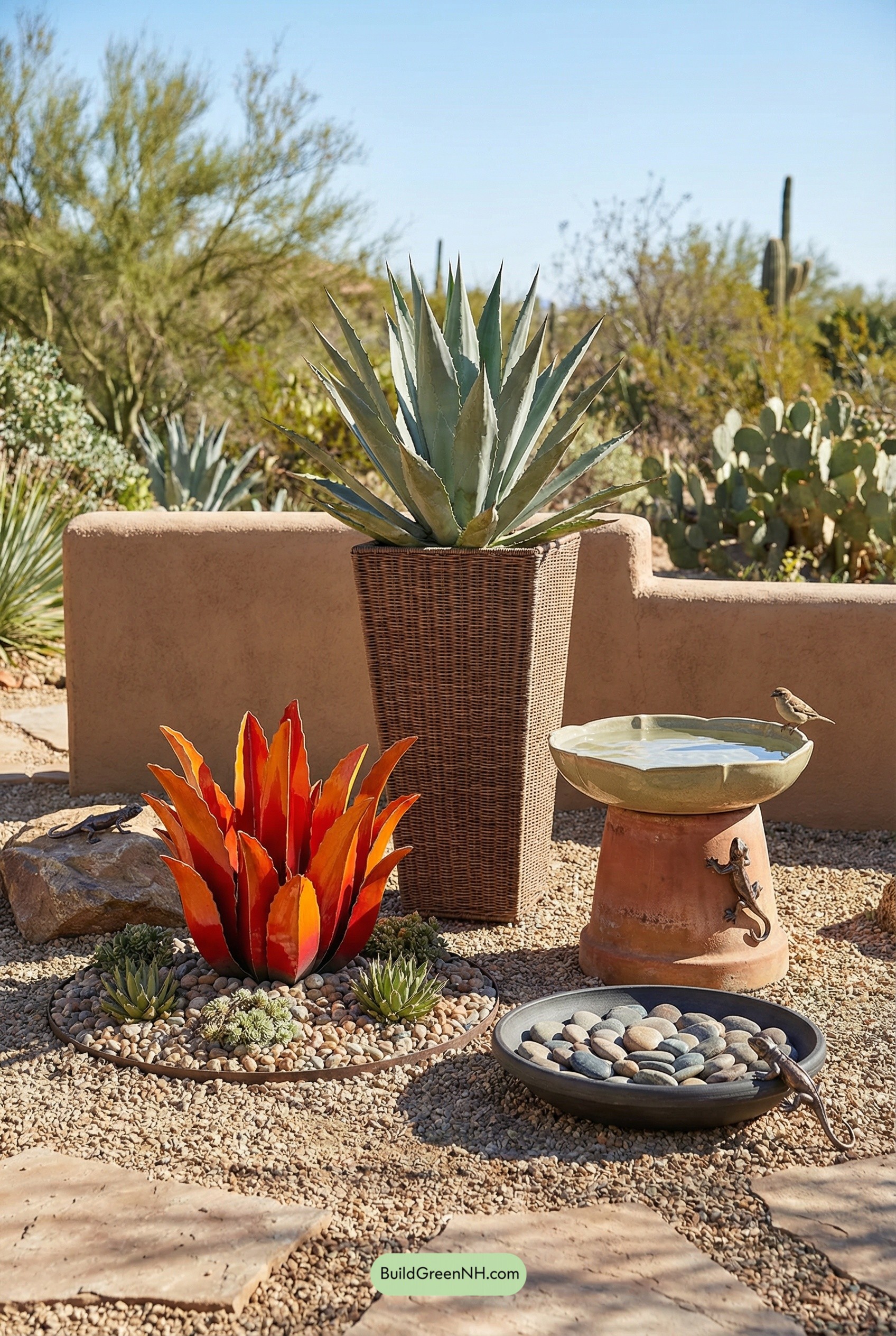 Terracotta Accents in a Xeriscape Courtyard