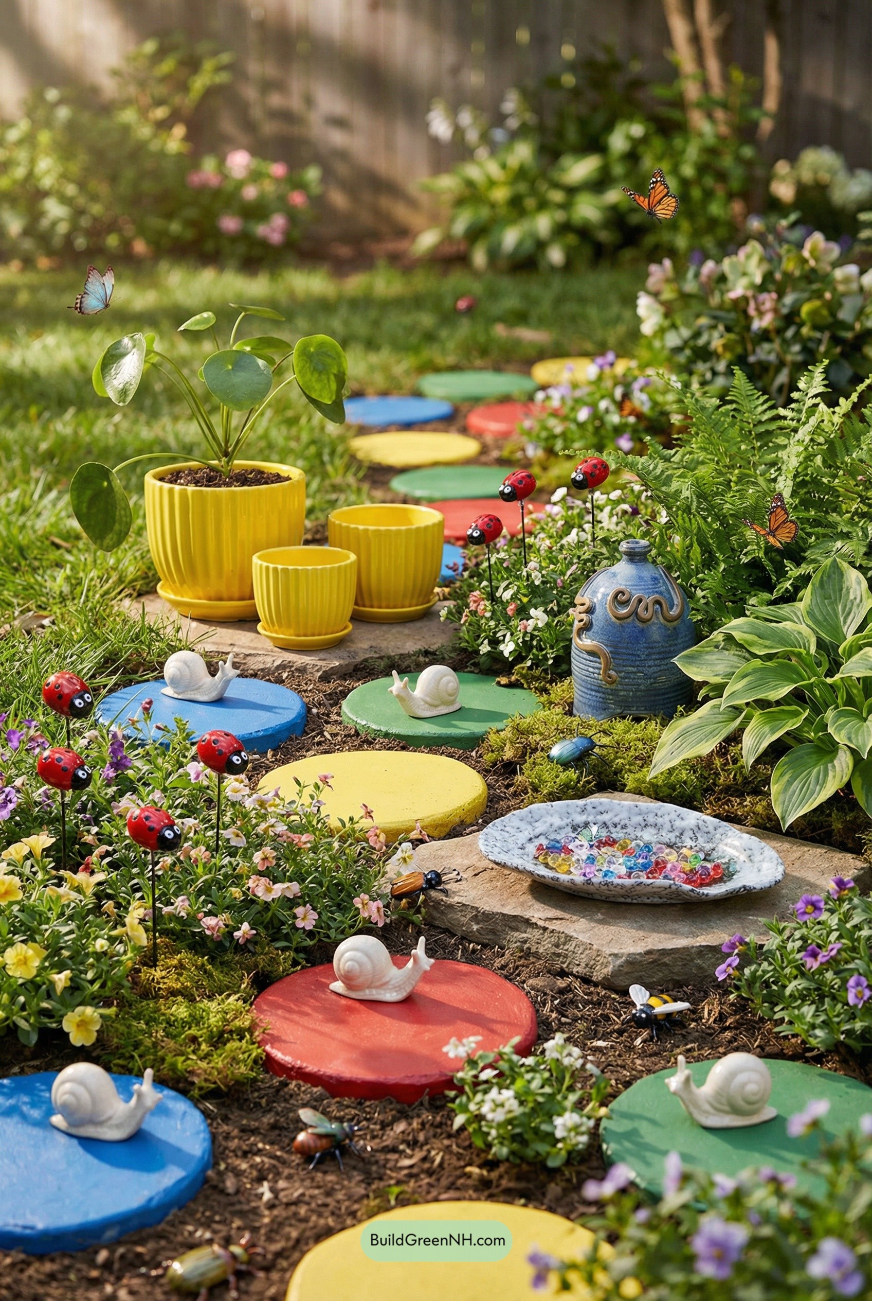 Colorful Ceramic Critter Garden Path