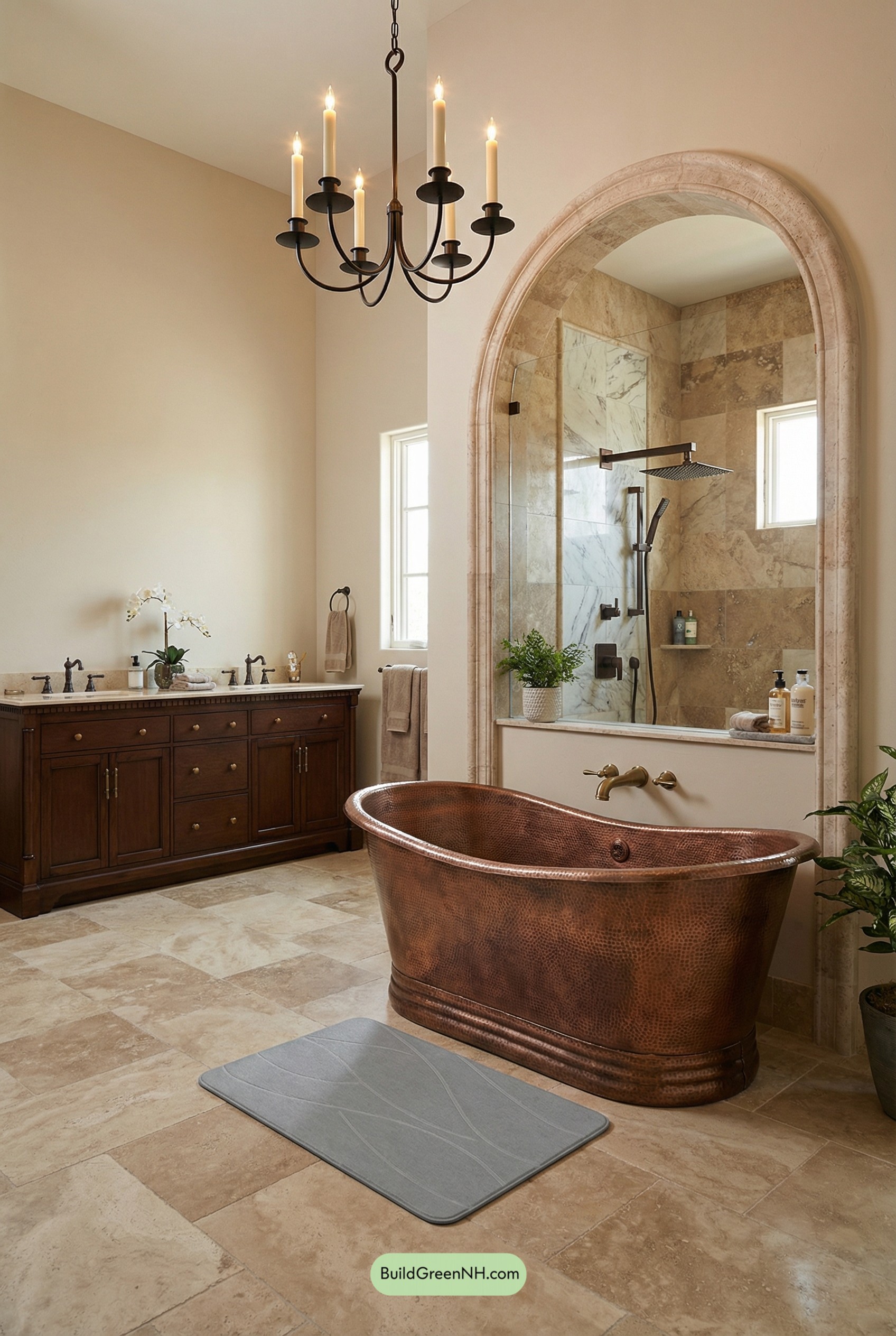 Copper Tub Under a Tuscan Arch