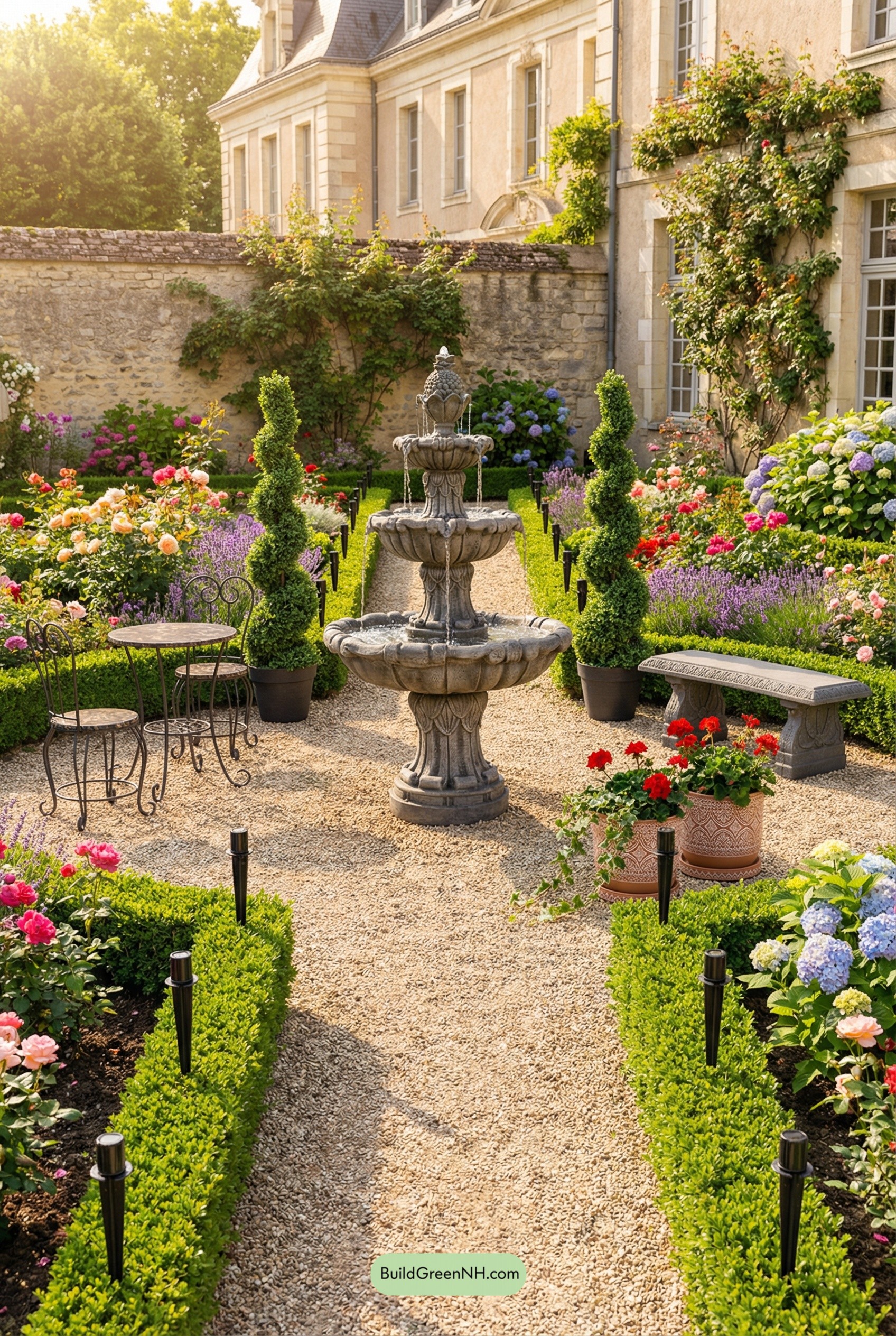Three-Tier Fountain in Formal Courtyard