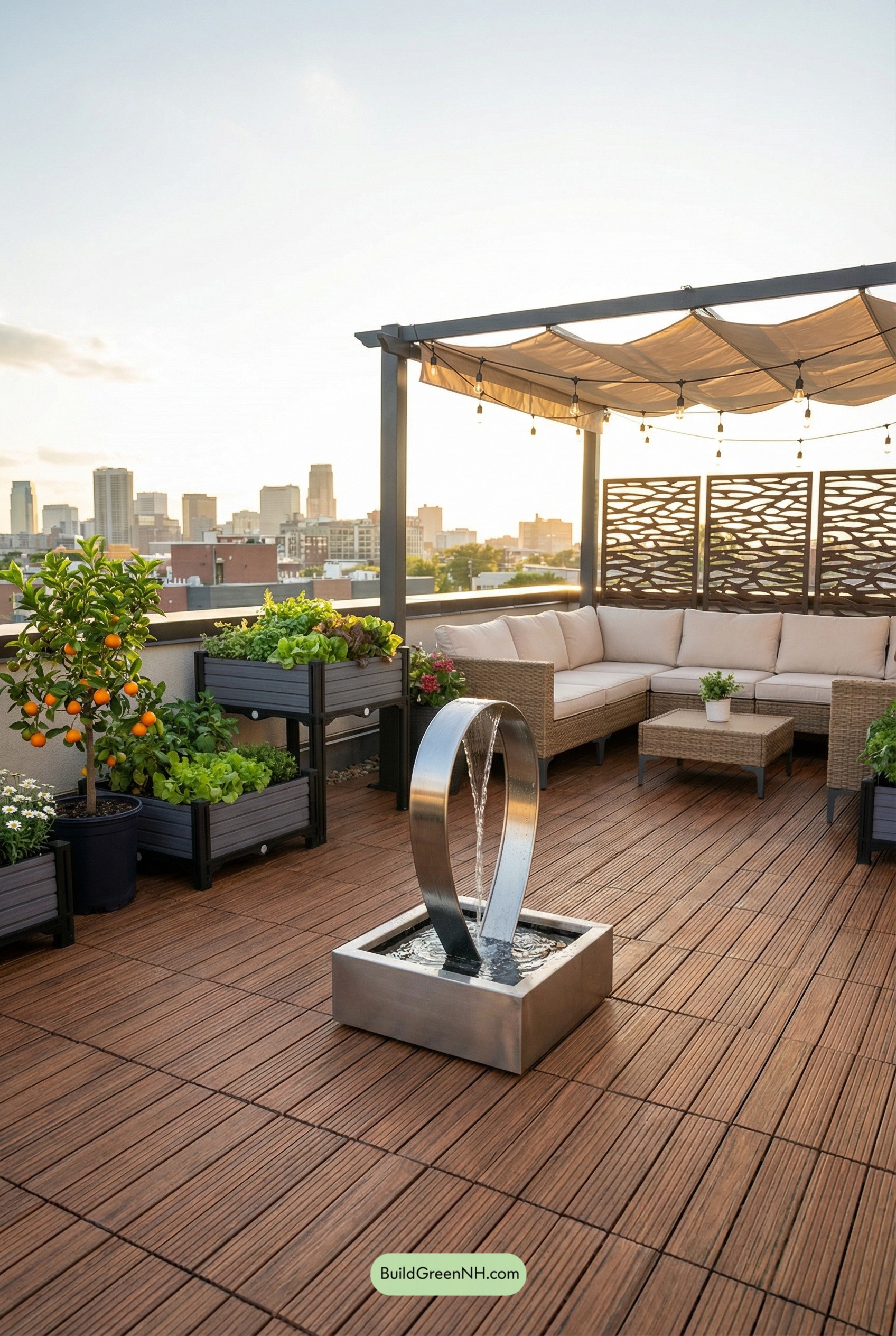 Rooftop Ribbon Fountain Retreat