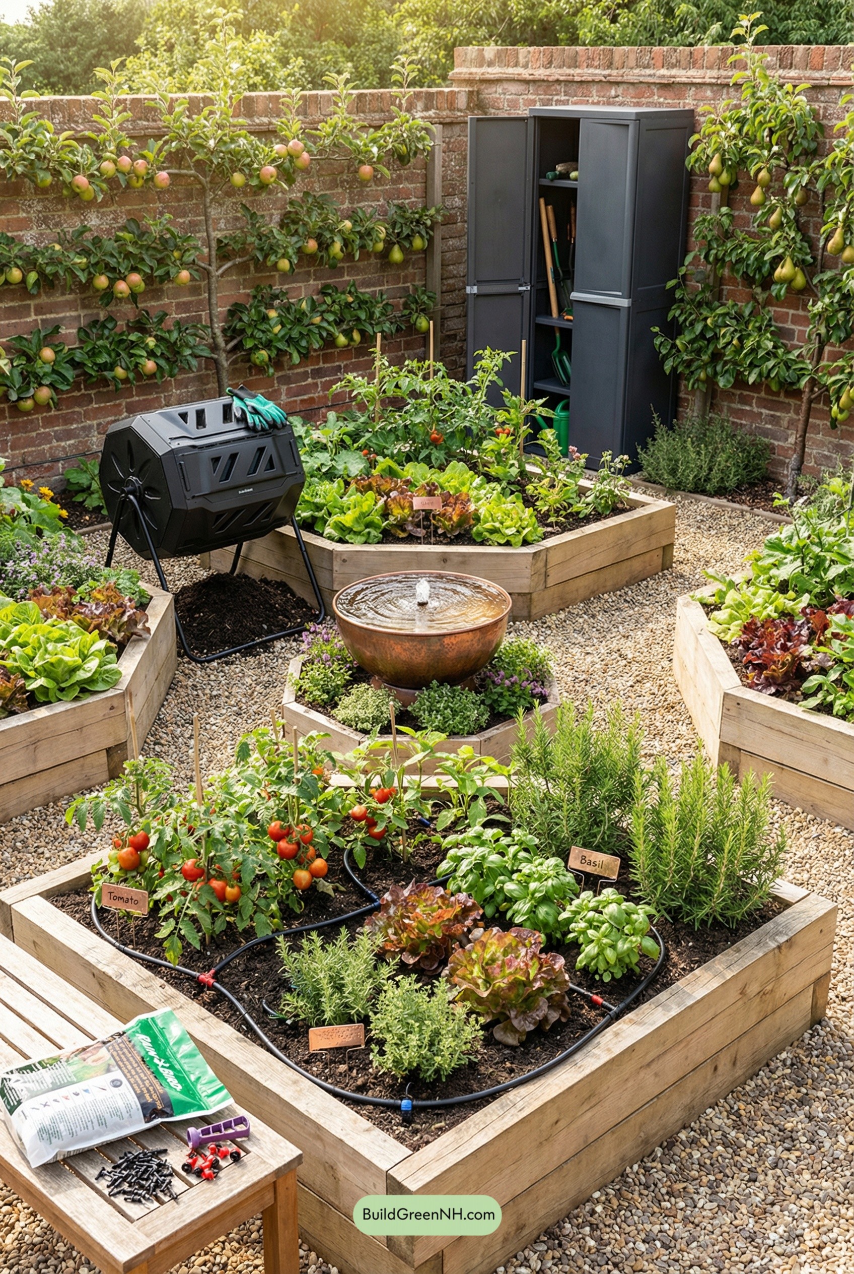 Copper Bowl Fountain Potager Geometry