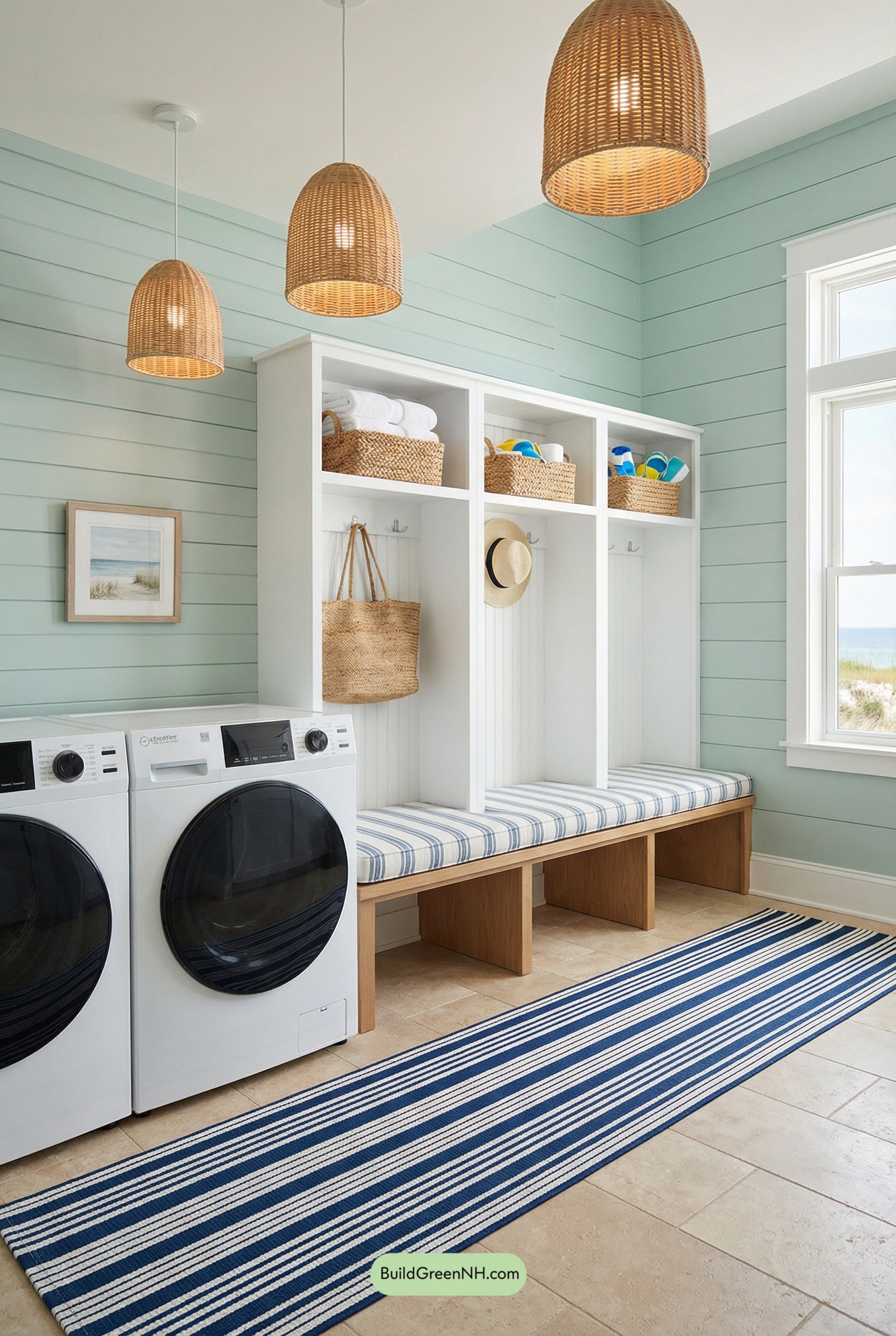 Seafoam Shiplap Mudroom-Laundry Retreat