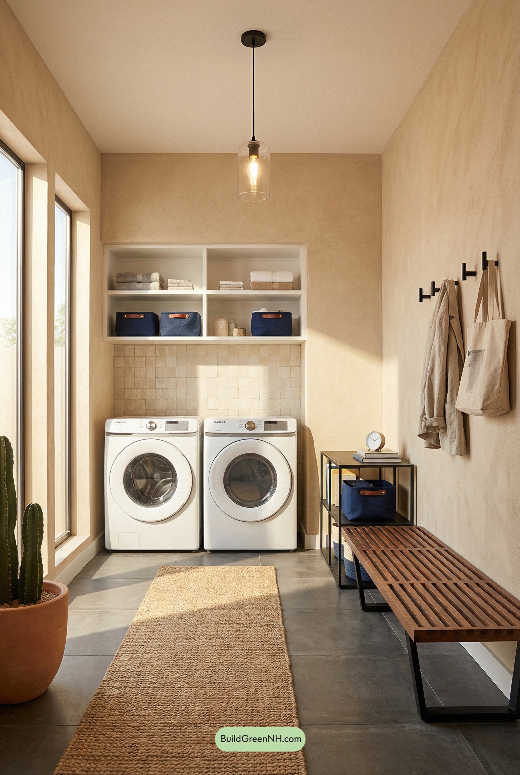 Sunlit Desert-Modern Mudroom Laundry Nook