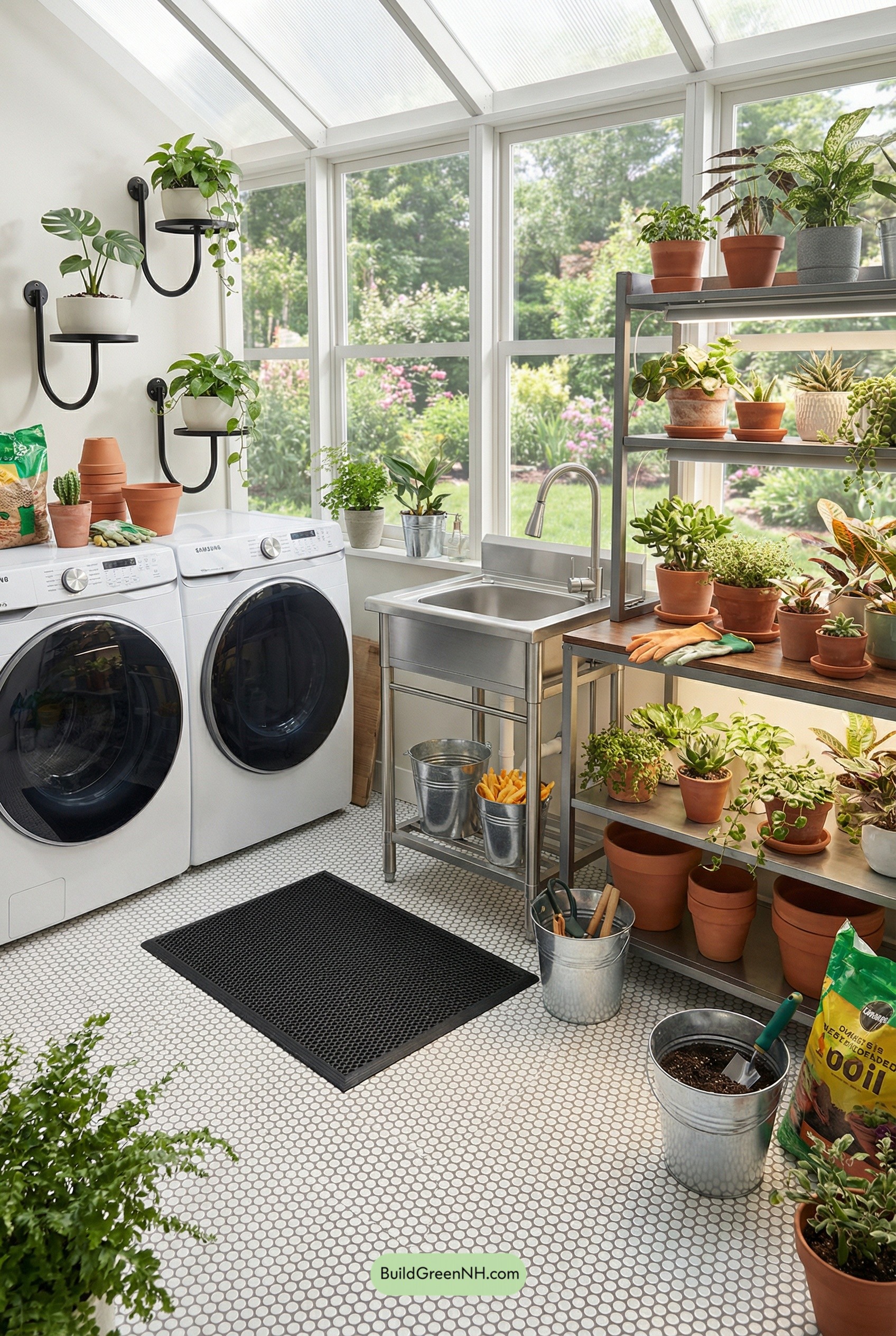 Sunroom Laundry with Potting Bench Vibes