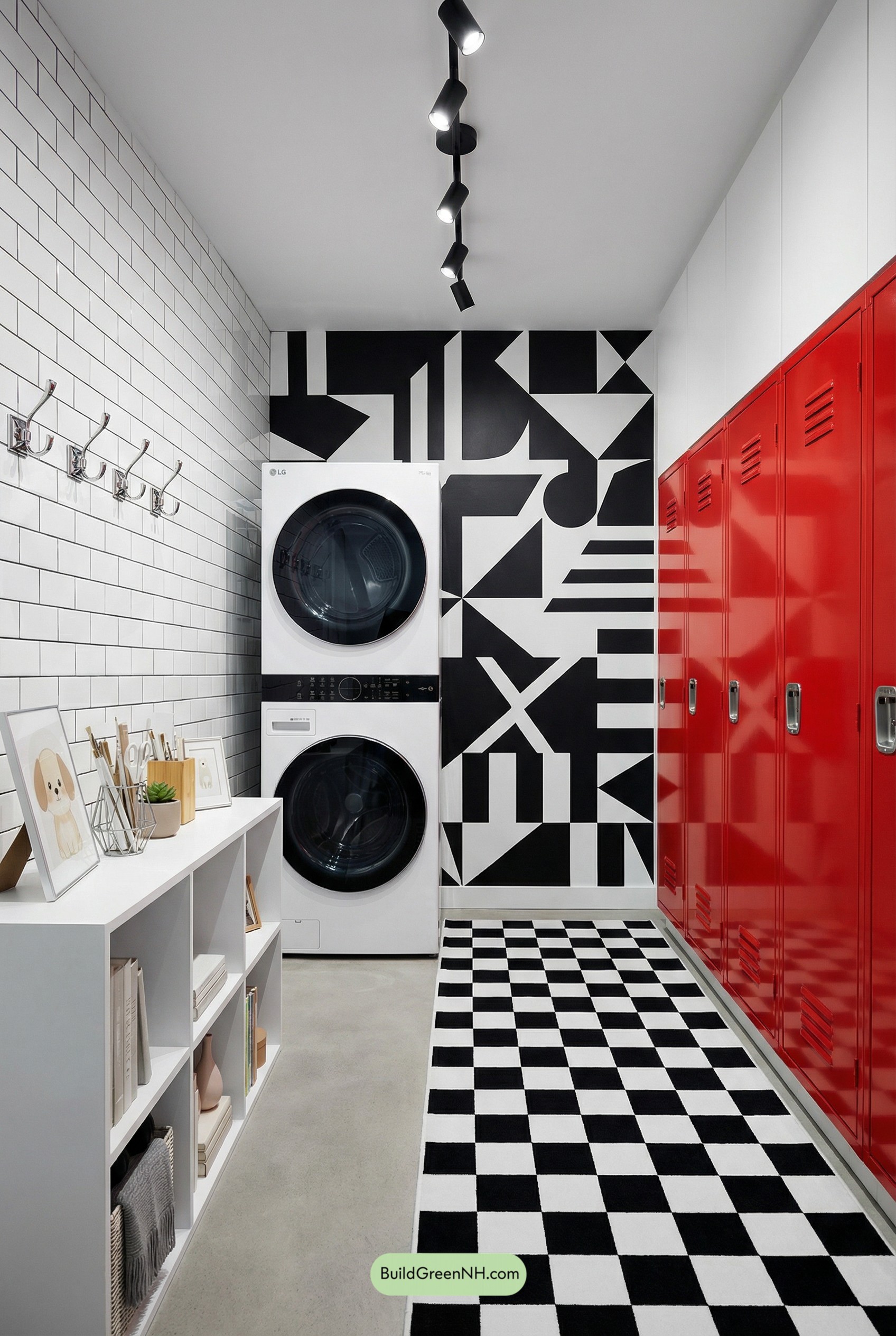 Red Lockers, Graphic Wall, Laundry Swagger
