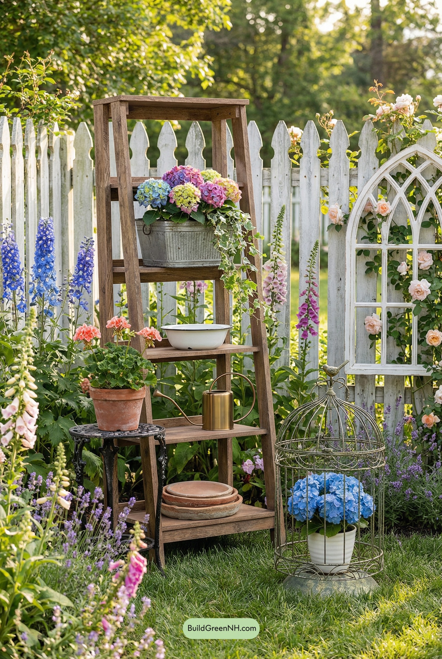 Ladder Planter Charm by the Fence