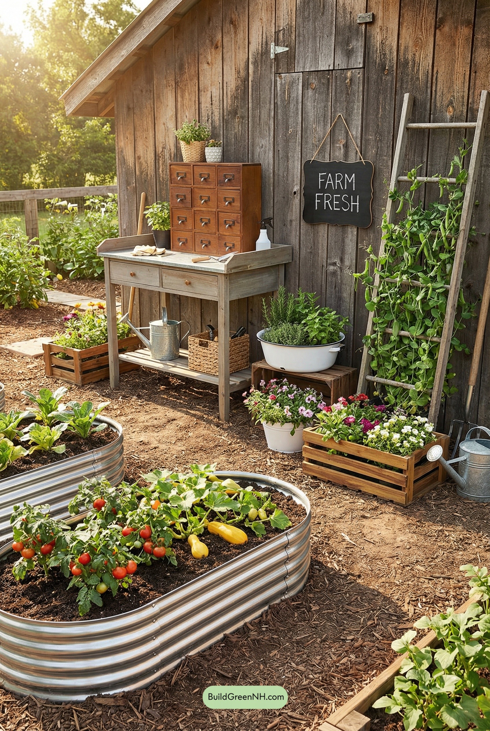 Shed-Side Vintage Veggie Corner