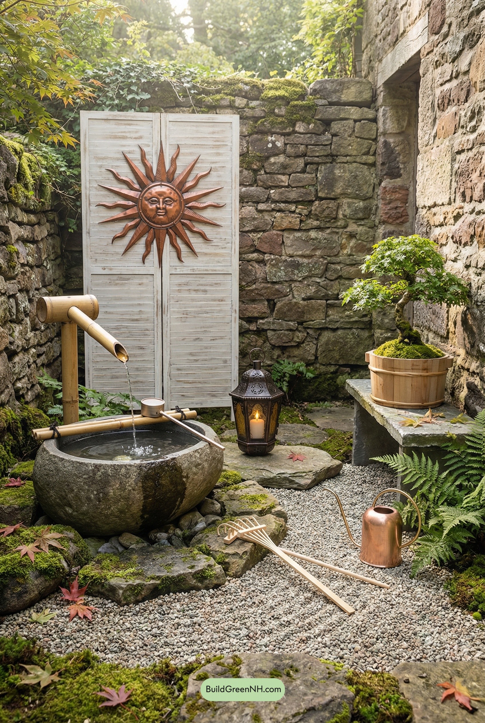 Patina Peace in a Gravel Courtyard