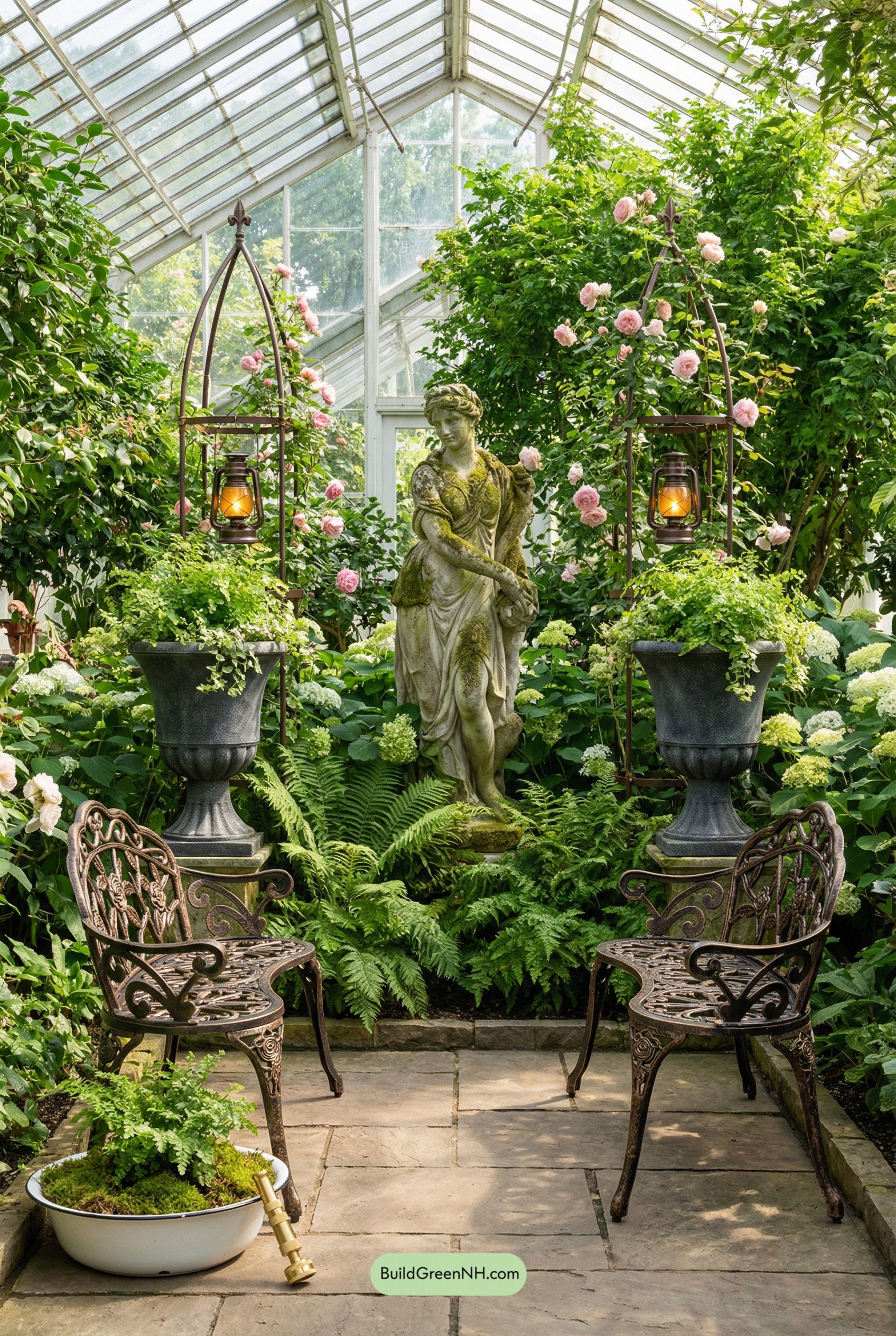 Greenhouse Salon with a Stone Muse